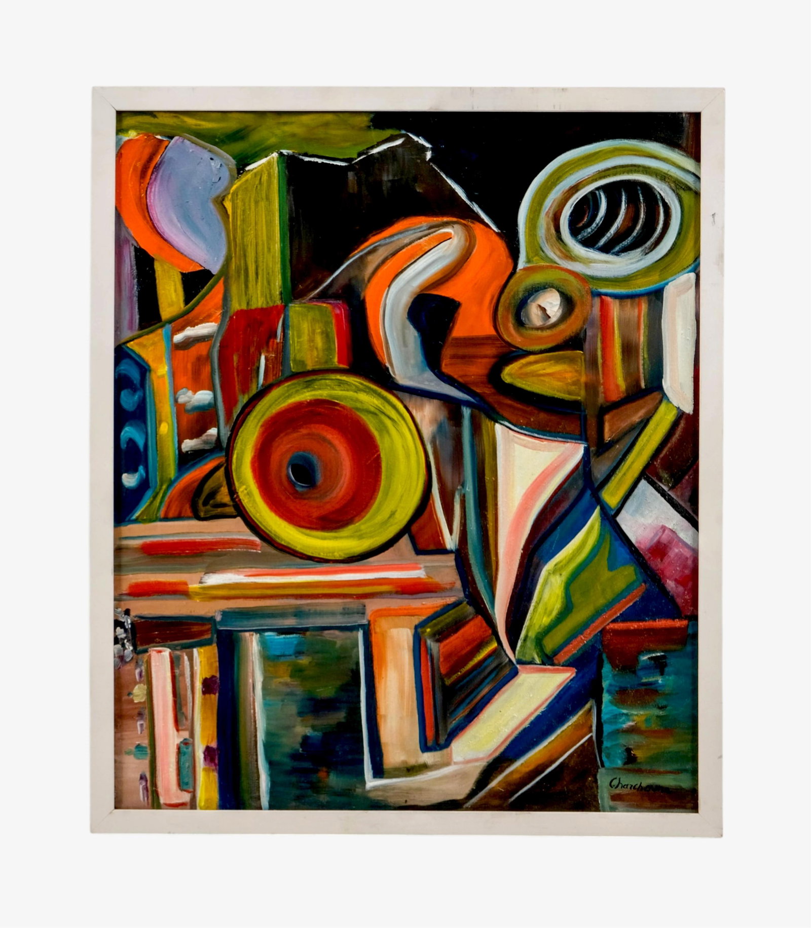 No Reserve: Serge Charchoune, France/Russia, Mid-20th C., Signed Oil on Canvas Painting: Keywords: École de Paris, Cubist, geometric abstraction, mid-century modernism, European avant-garde painting, museum-collected artist, collectible modern art Authentometer: A9* Summary: Serge Charch