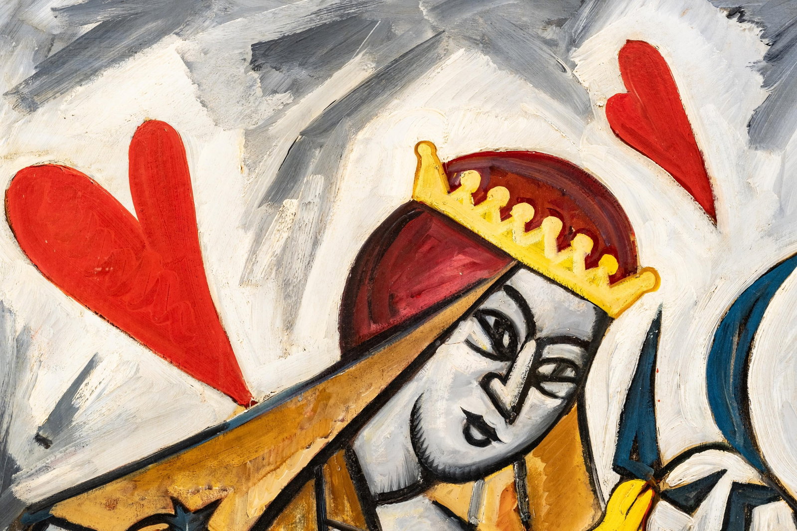 No Reserve: Olga Rozanova Queen of Hearts Futurist Russian Painting - 4