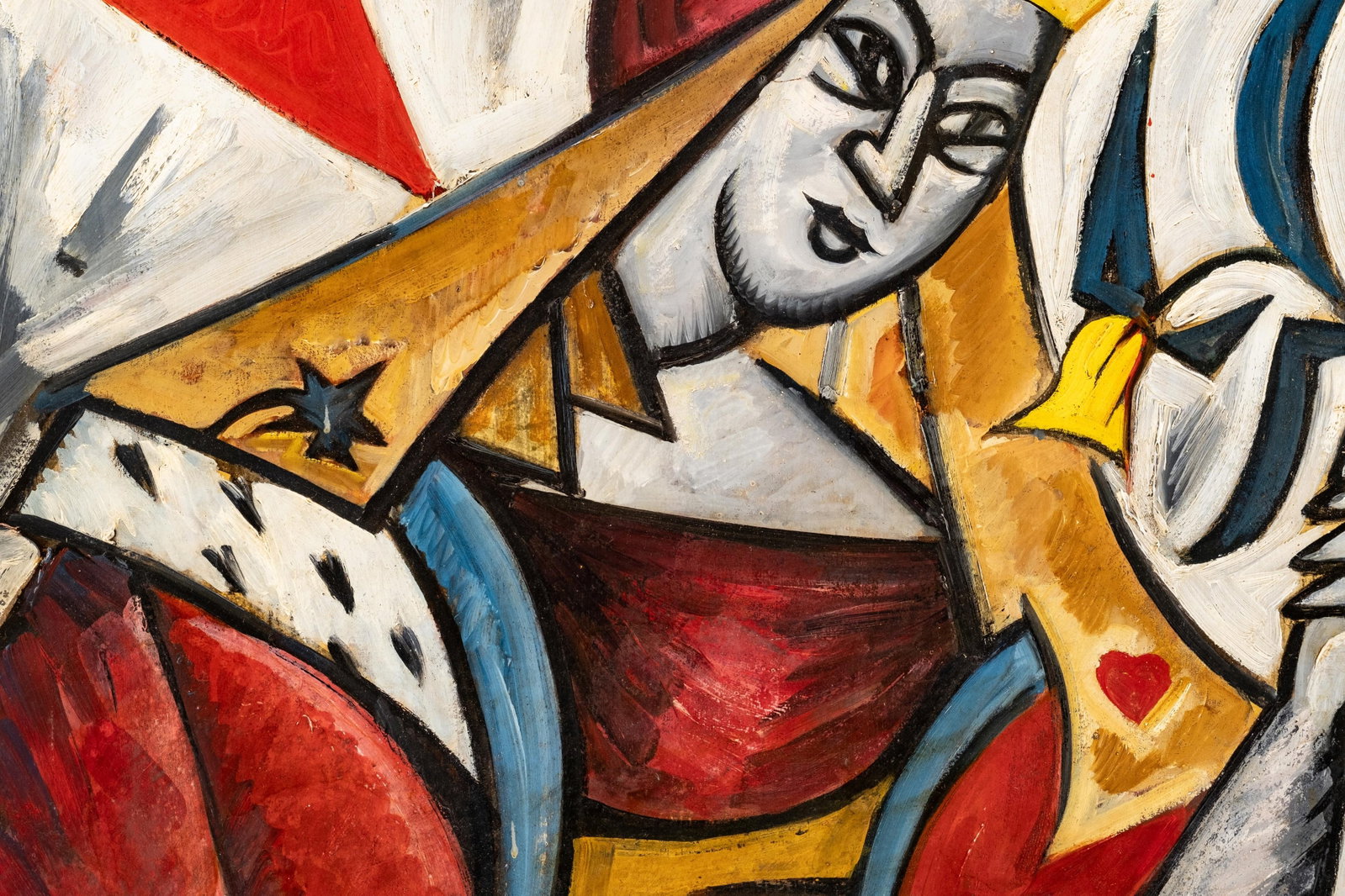 No Reserve: Olga Rozanova Queen of Hearts Futurist Russian Painting - 5