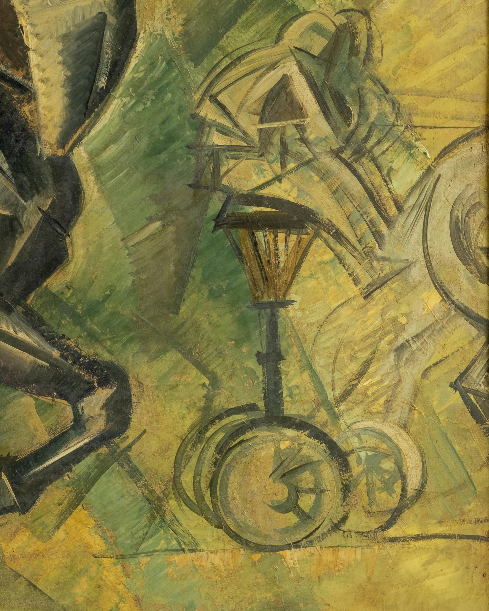 No Reserve: Russian Avant-Garde Cubist Horse and Rider Oil on Cardboard Painting, Signed Illegibly - 10