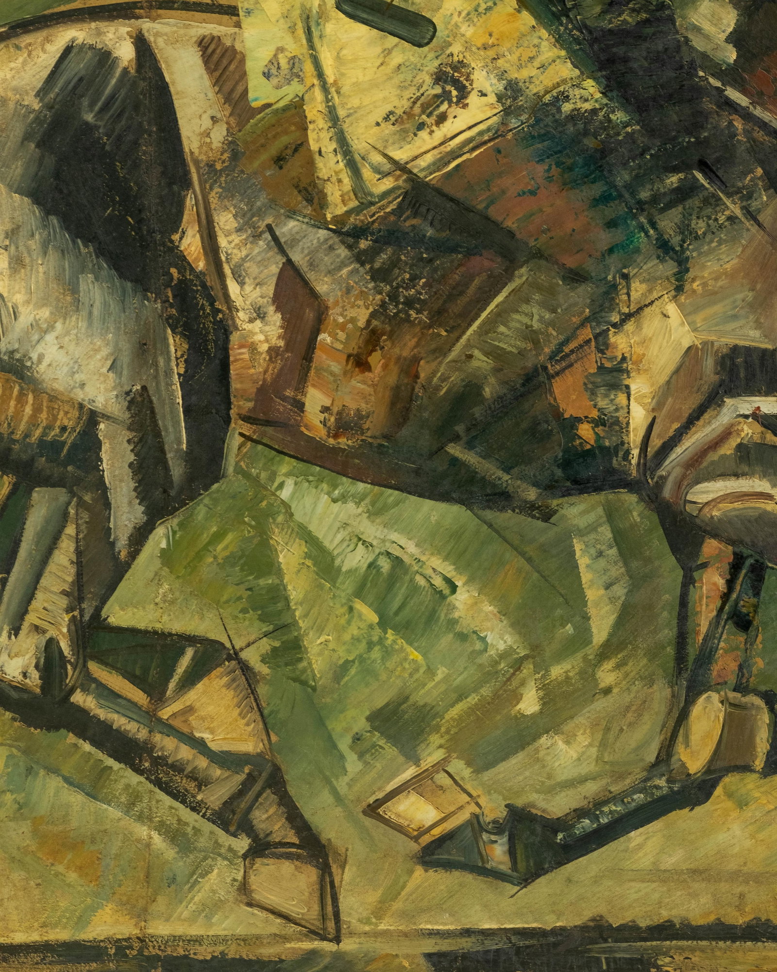 No Reserve: Russian Avant-Garde Cubist Horse and Rider Oil on Cardboard Painting, Signed Illegibly - 7