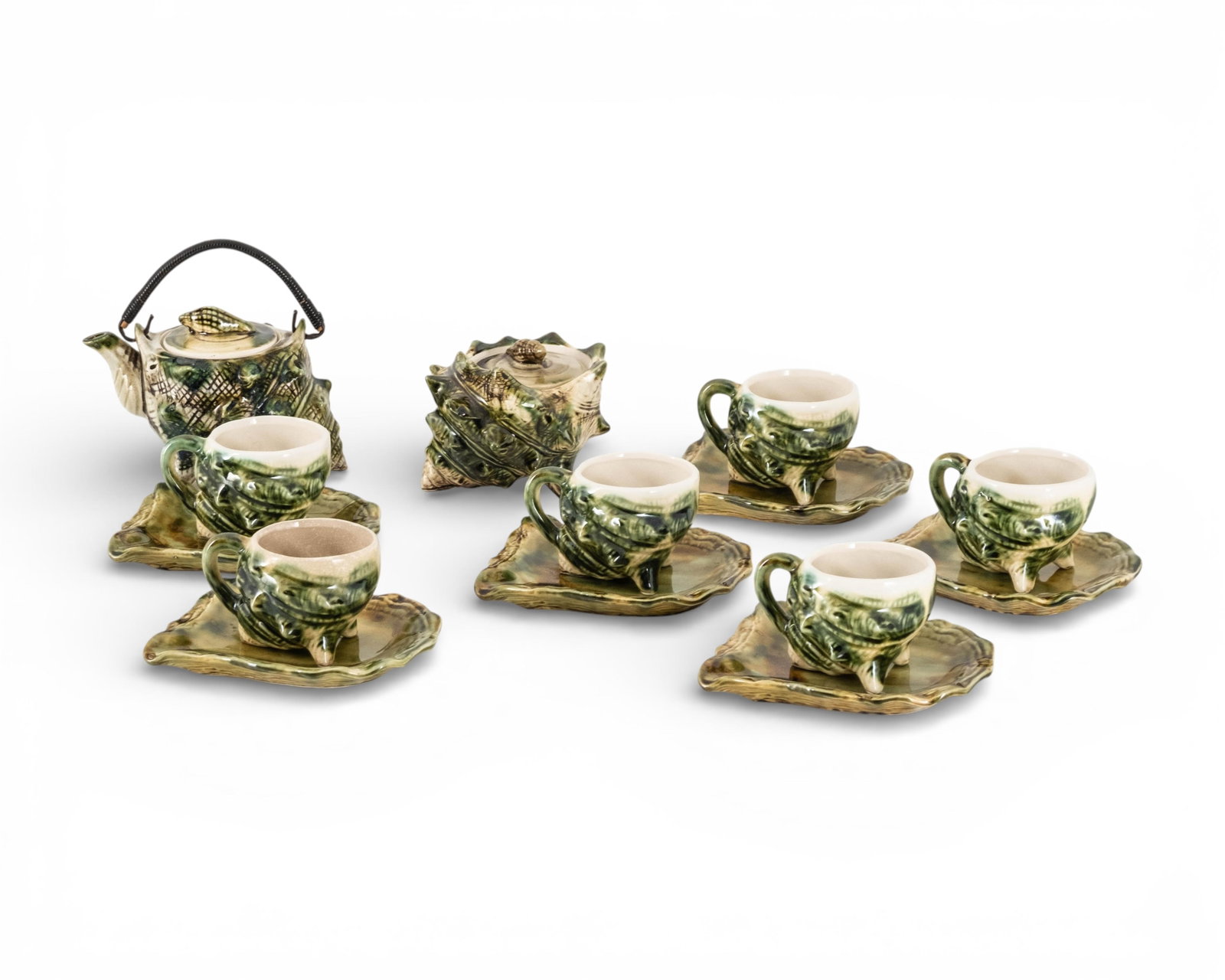 No Reserve: Vintage Japonisme Ceramic Sea Shell Tea Set, unsigned - 2