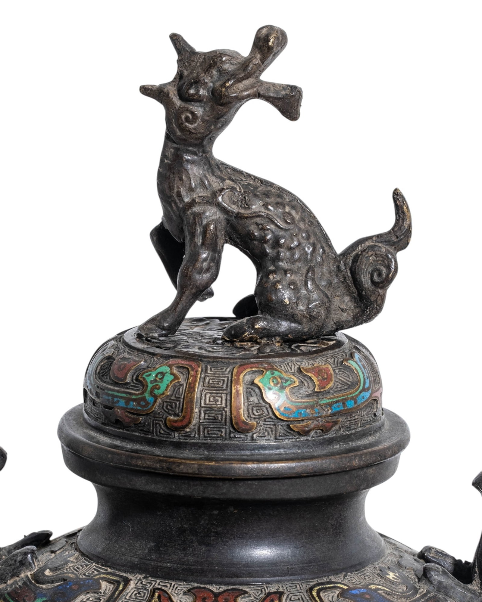 No Reserve: 19th Century Chinese Bronze and Cloisonné Enamel Tripod Censer - 3