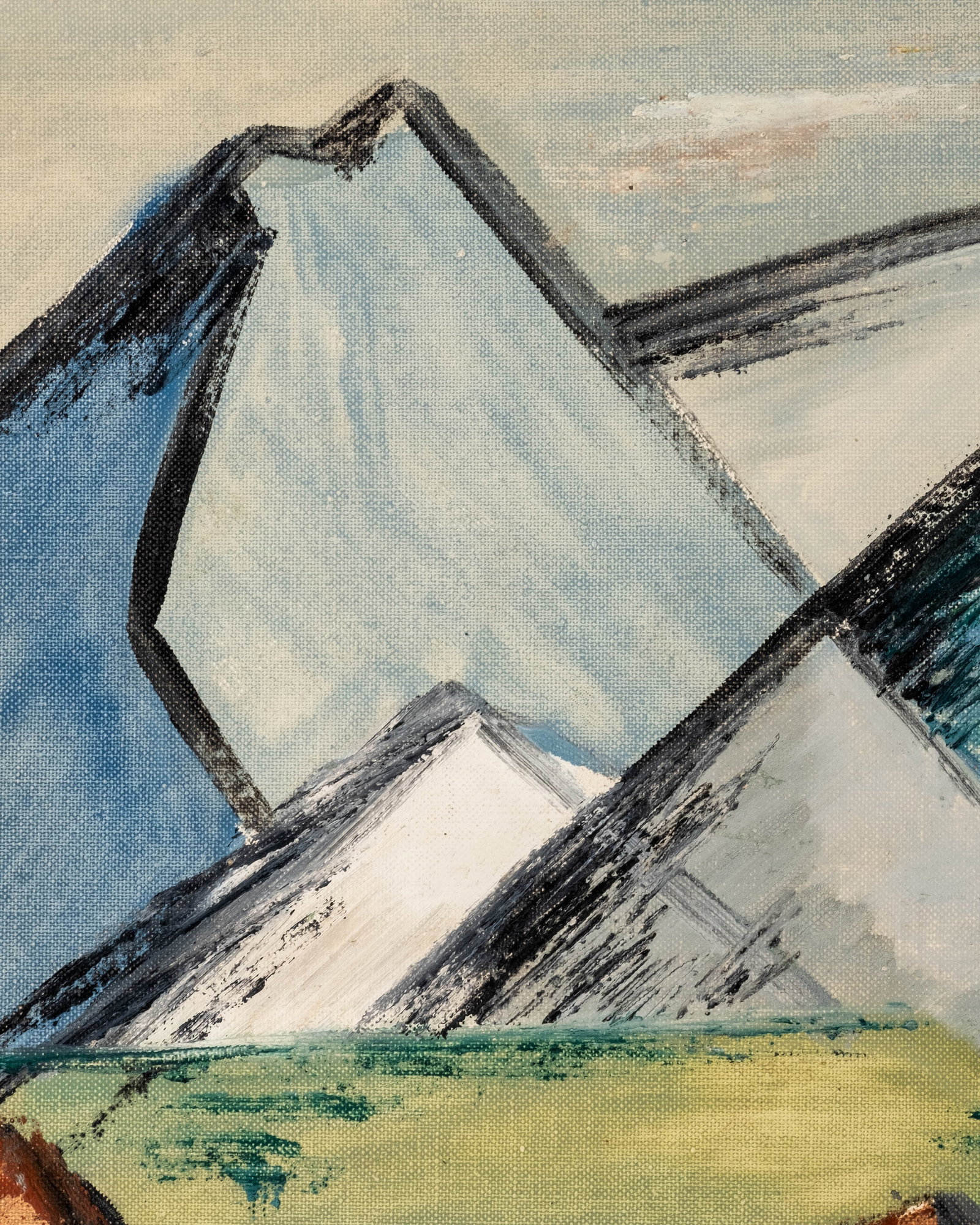 No Reserve: Cubist Abstact Mountain Landscape Painting on Canvas - 4