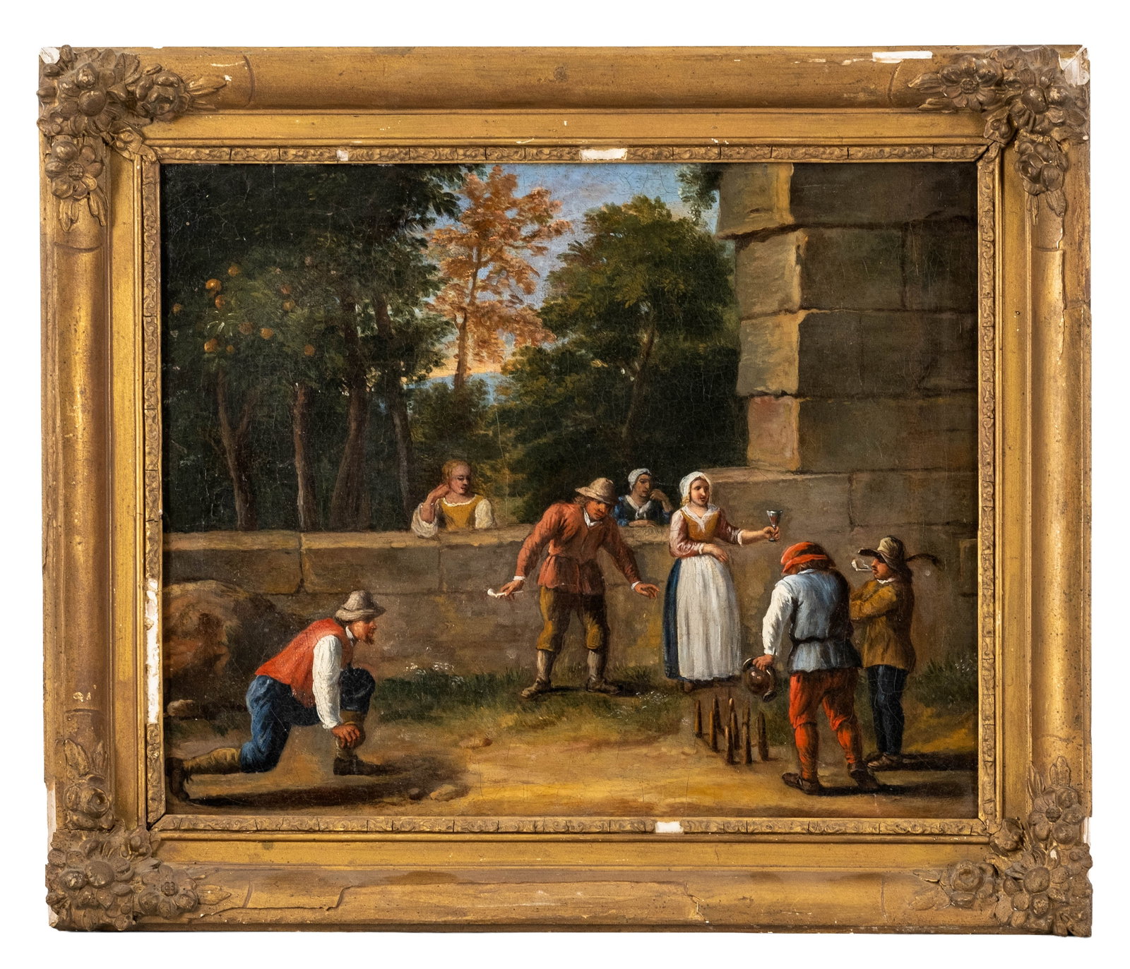 Early 19th Century European School Skittles Game Genre Painting (1 of 7)