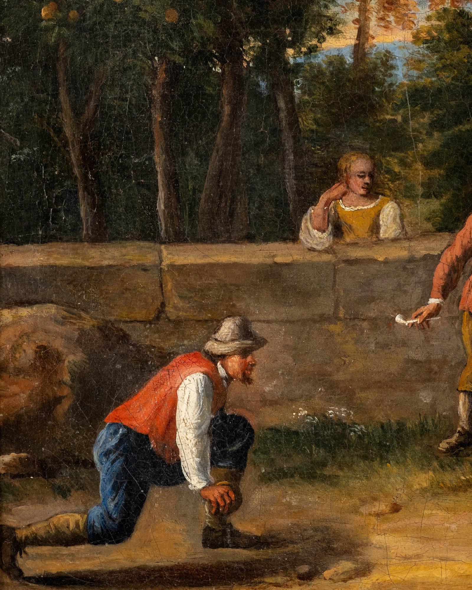 Early 19th Century European School Skittles Game Genre Painting - 4