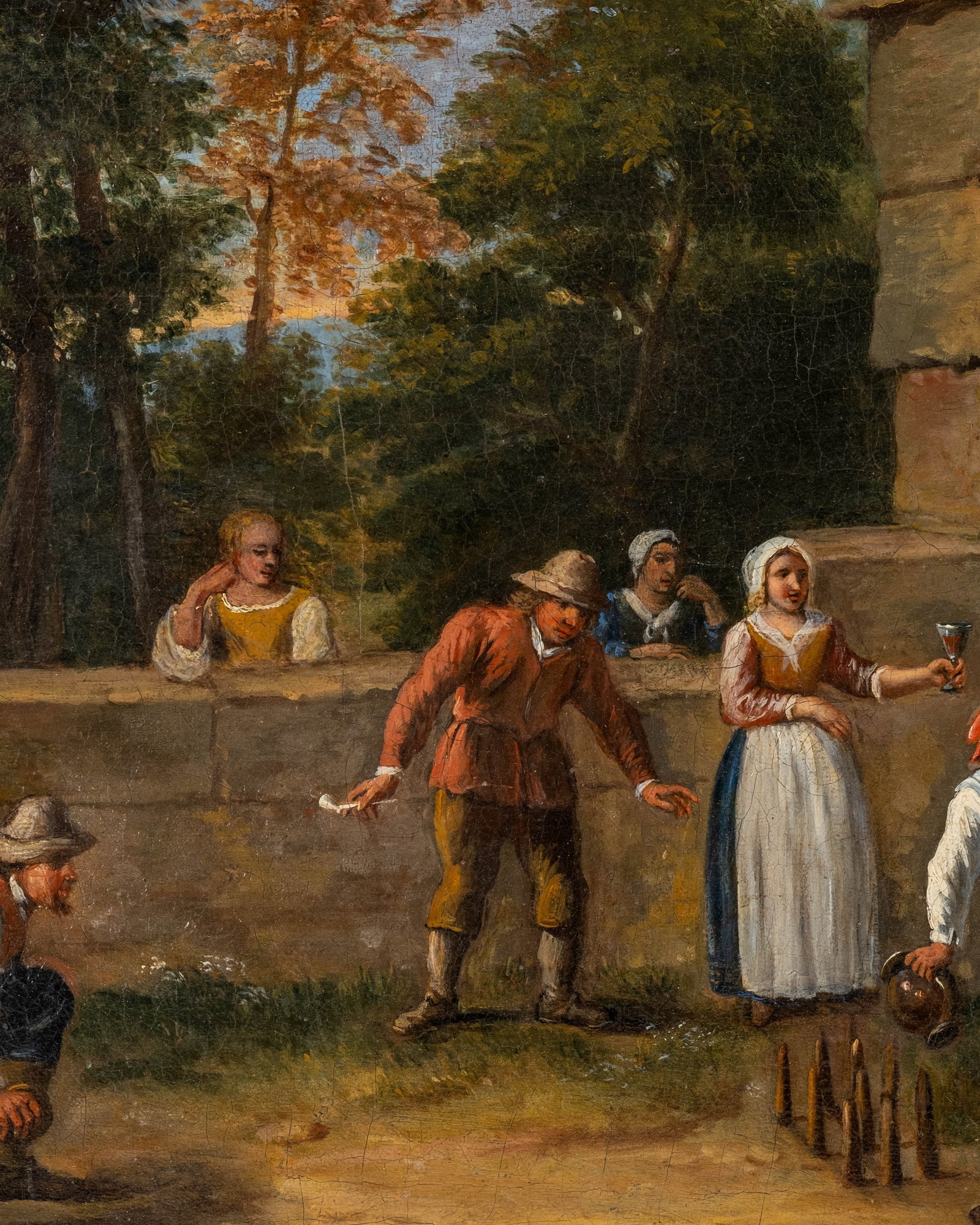 Early 19th Century European School Skittles Game Genre Painting - 5
