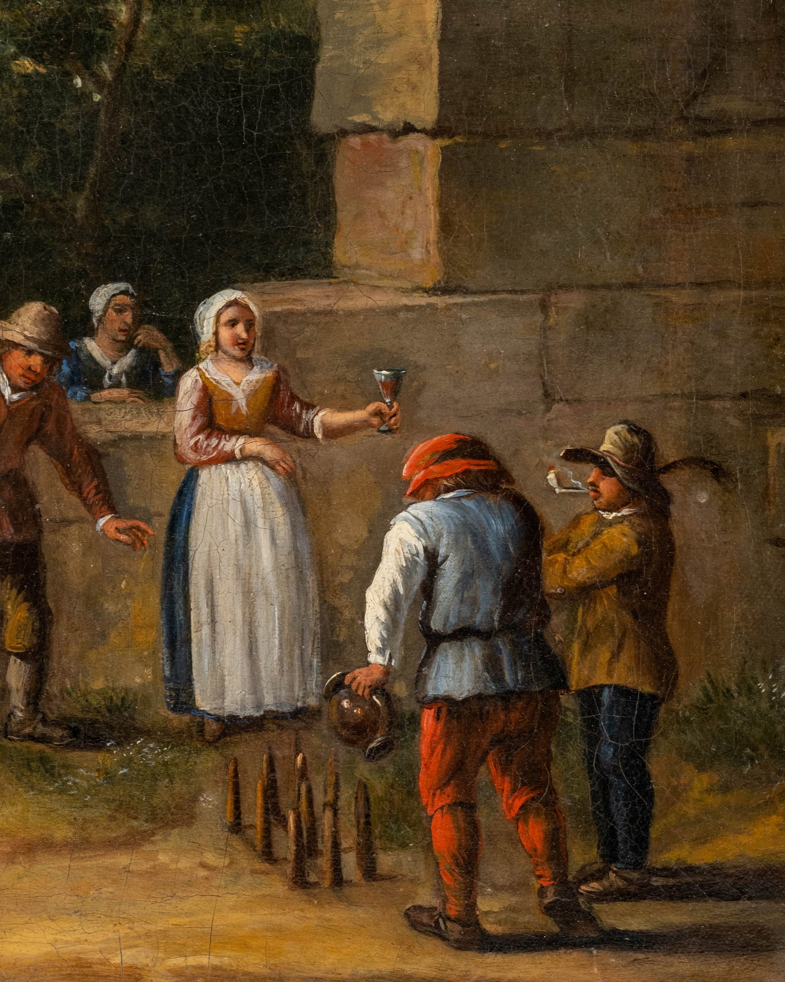 Early 19th Century European School Skittles Game Genre Painting - 6