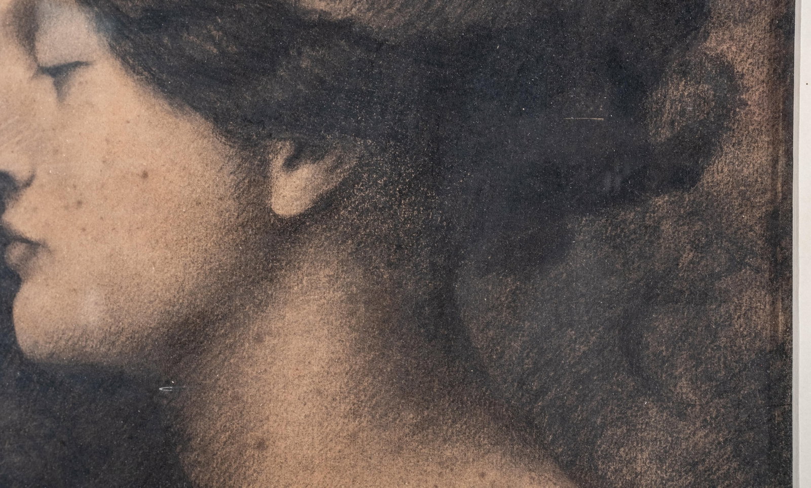 Alfred Agache, Renaissance Revival Charcoal Painting Signed with Monogram AA dated '97 - 4