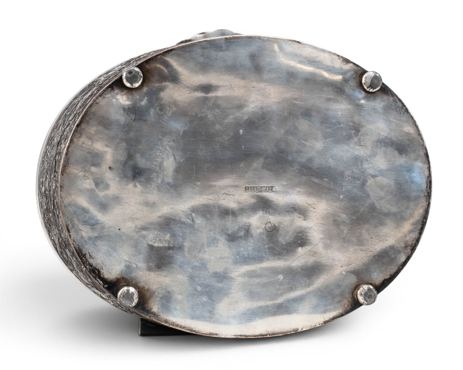 No Reserve: Large Repoussé Silver over Copper Oval Dresser Box, American Maker Marks - 6