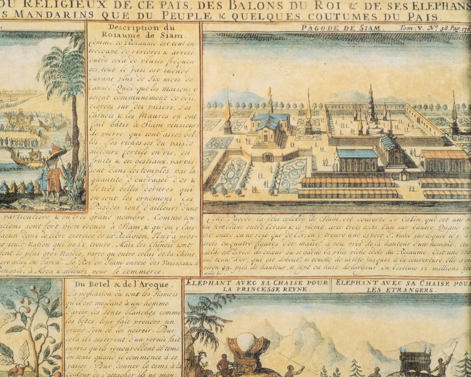 No Reserve: French 18th Century Hand-Colored Engravings Mounted Together, 'La Ville de Siam' - 6