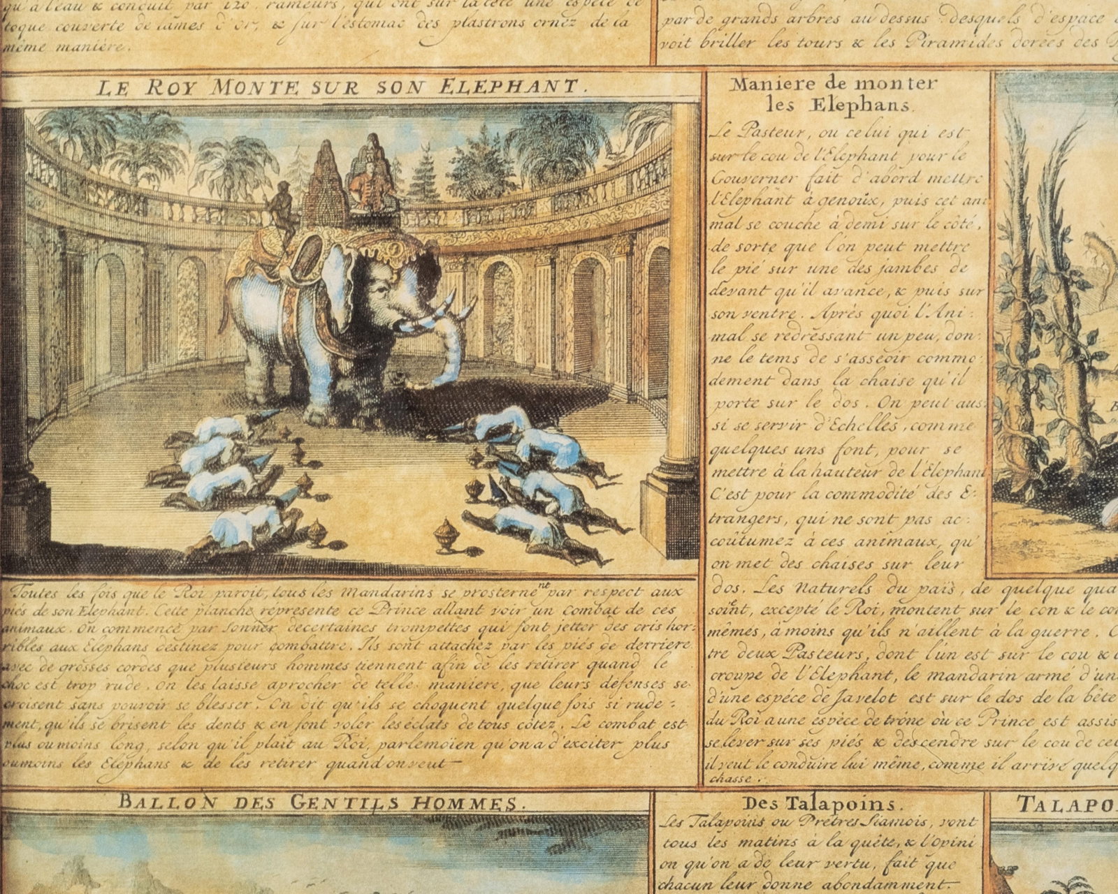 No Reserve: French 18th Century Hand-Colored Engravings Mounted Together, 'La Ville de Siam' - 7