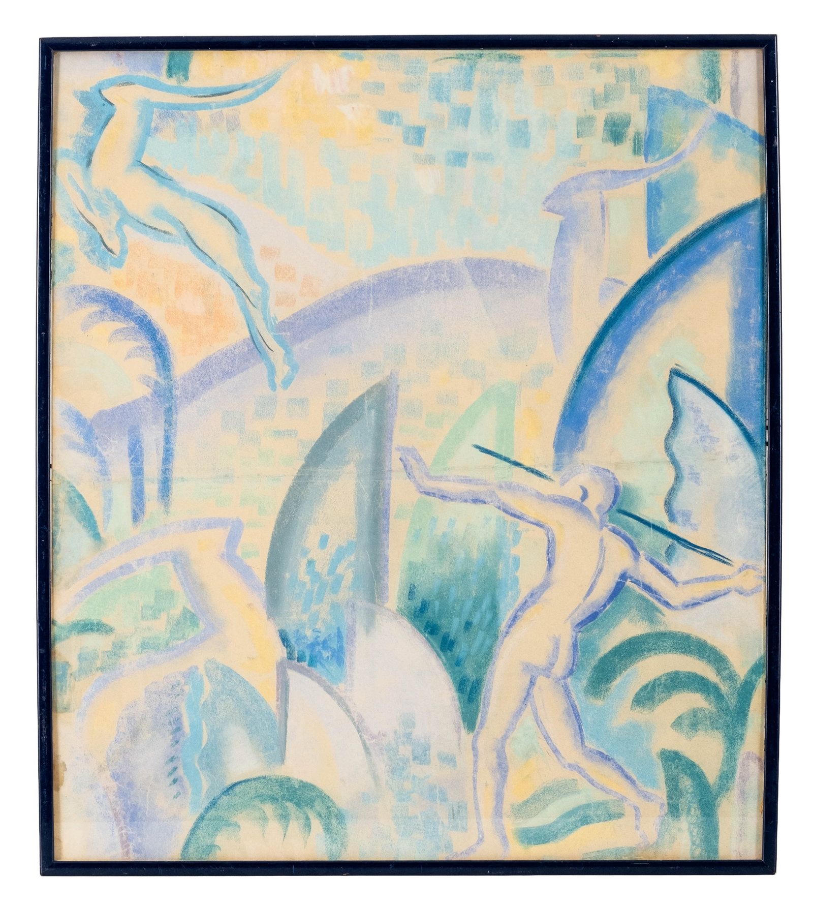 No Reserve: Parthenis Konstantinos(attributed) Art Deco Mythological Pastel Painting 1930's (1 of 8)