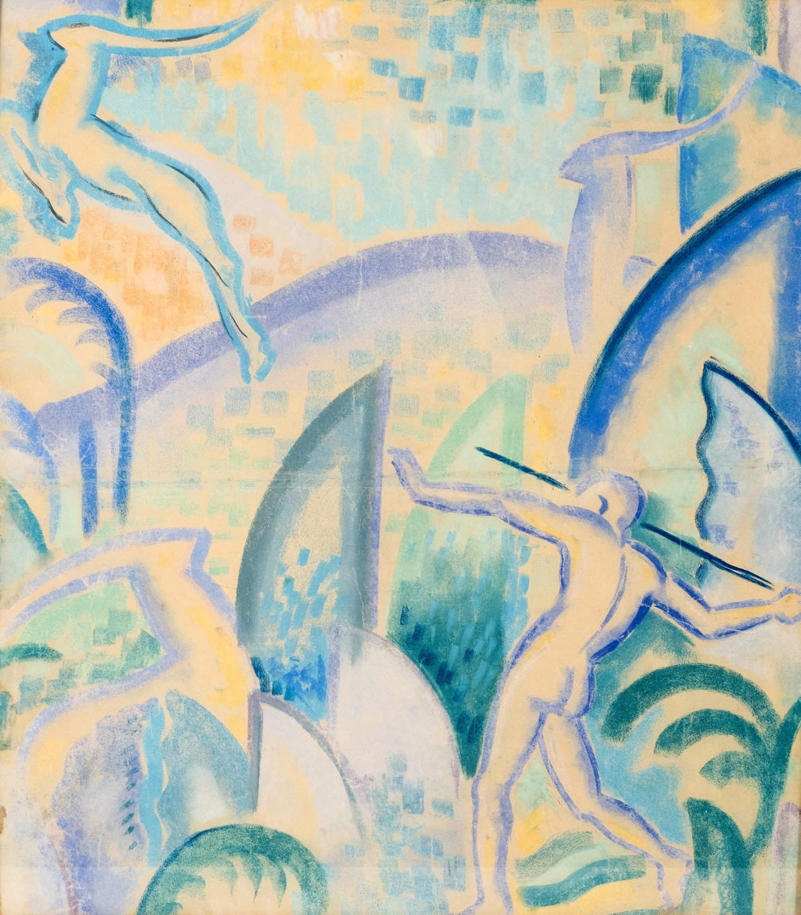 No Reserve: Parthenis Konstantinos(attributed) Art Deco Mythological Pastel Painting 1930's - 2