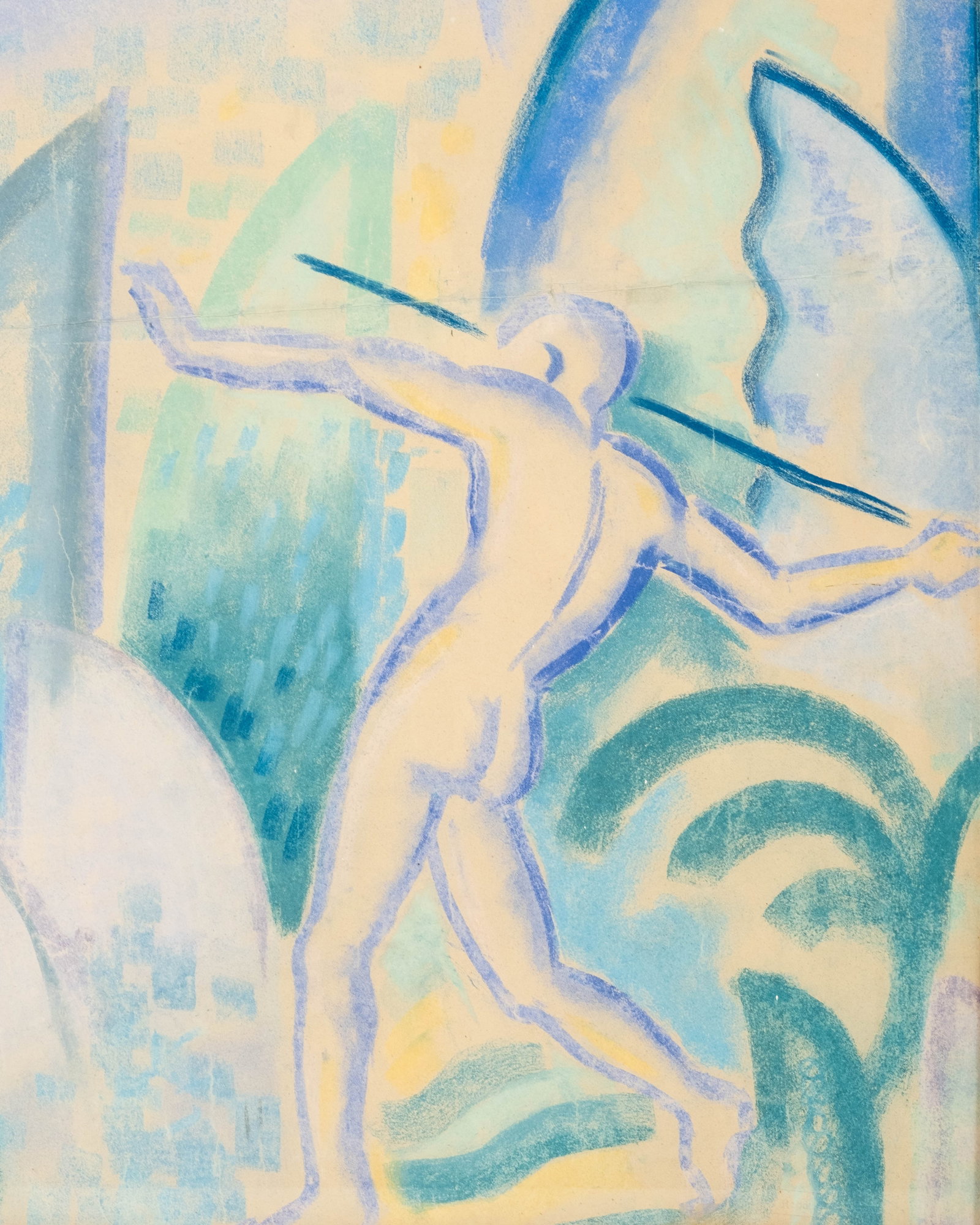 No Reserve: Parthenis Konstantinos(attributed) Art Deco Mythological Pastel Painting 1930's - 6