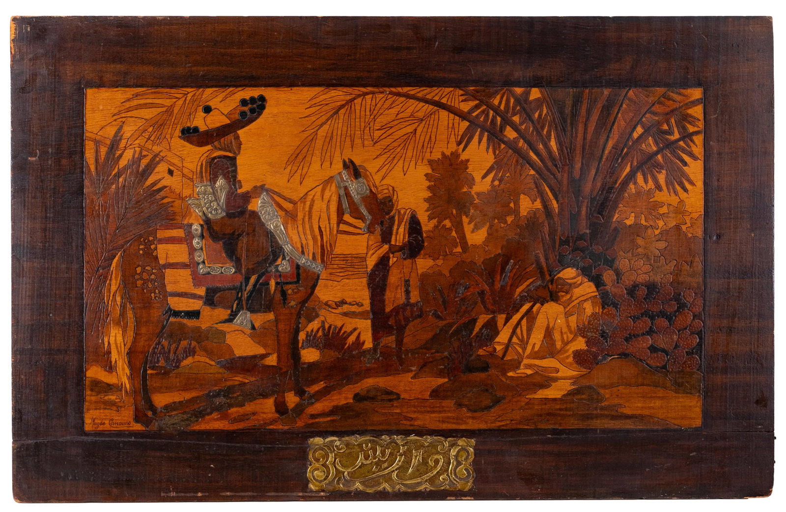 No Reserve: Mag de Canovas, Art Nouveau Signed Wood scenic Panel, Circa 1900 (1 of 10)