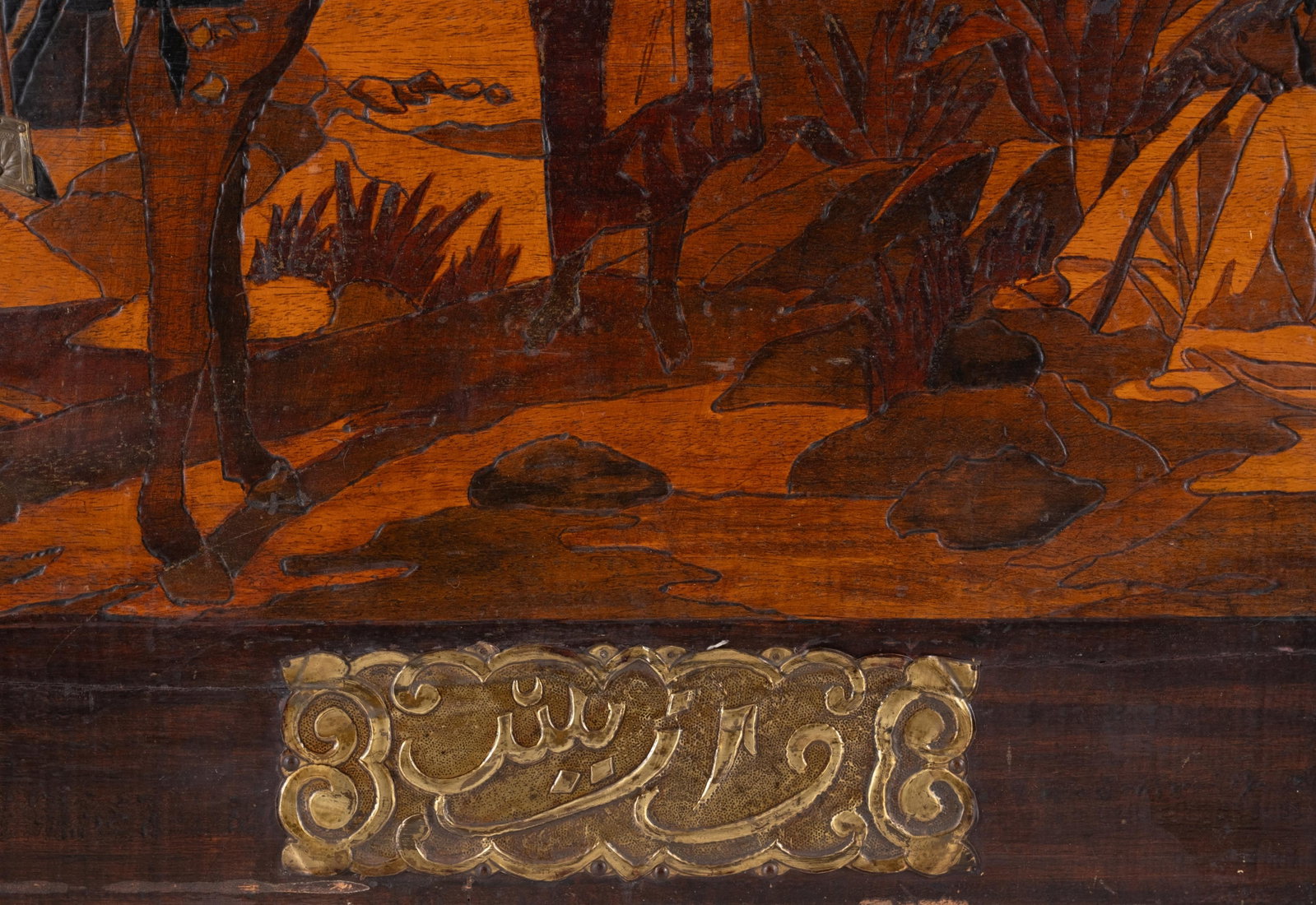 No Reserve: Mag de Canovas, Art Nouveau Signed Wood scenic Panel, Circa 1900 - 5