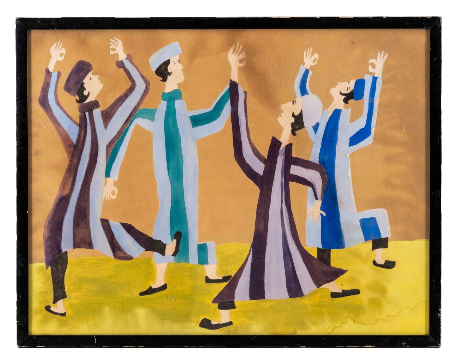 No Reserve: Modernist Gouache of Dancing Hasidic Figures (1 of 7)
