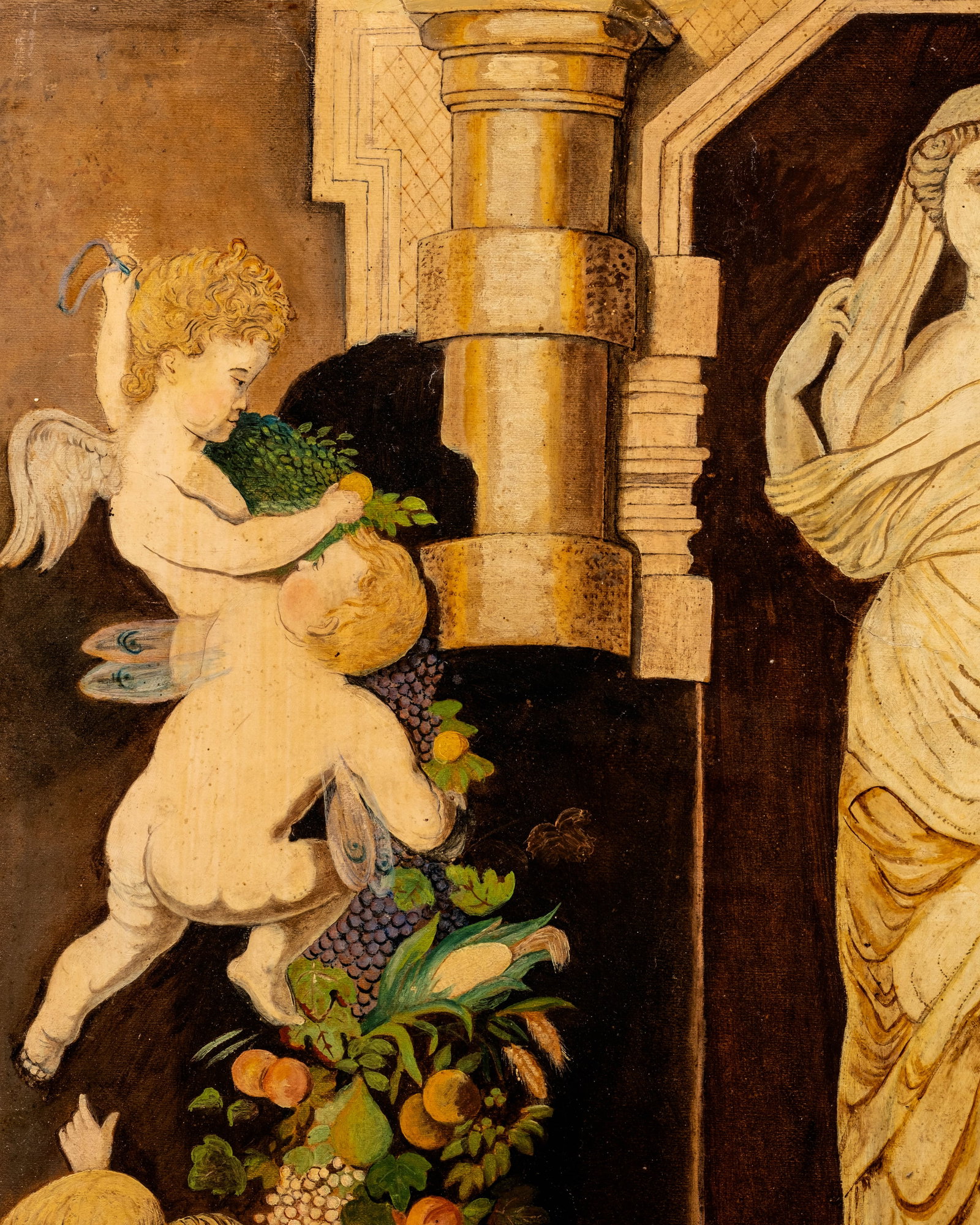 No Reserve: 18th/19th Century 'Statue of Ceres' Oil on Canvas Painting - 5