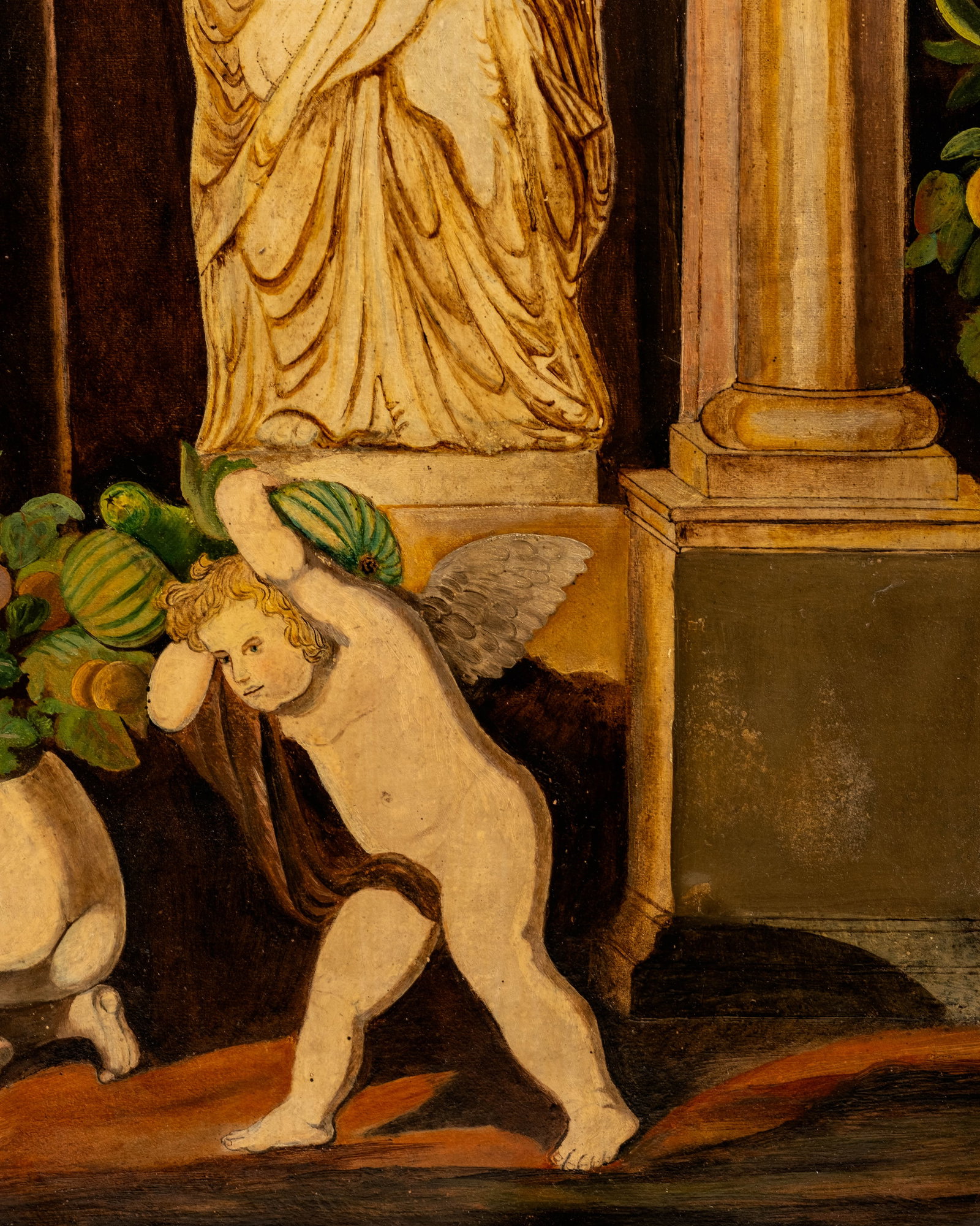 No Reserve: 18th/19th Century 'Statue of Ceres' Oil on Canvas Painting - 7