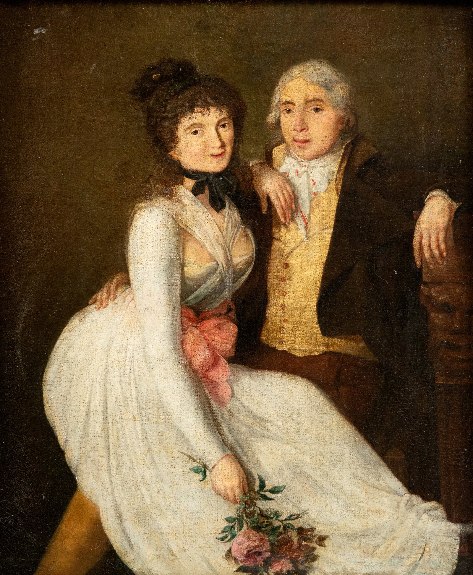 Late 18th-Early 19th Century European School Portrait of a Couple Painting - 2