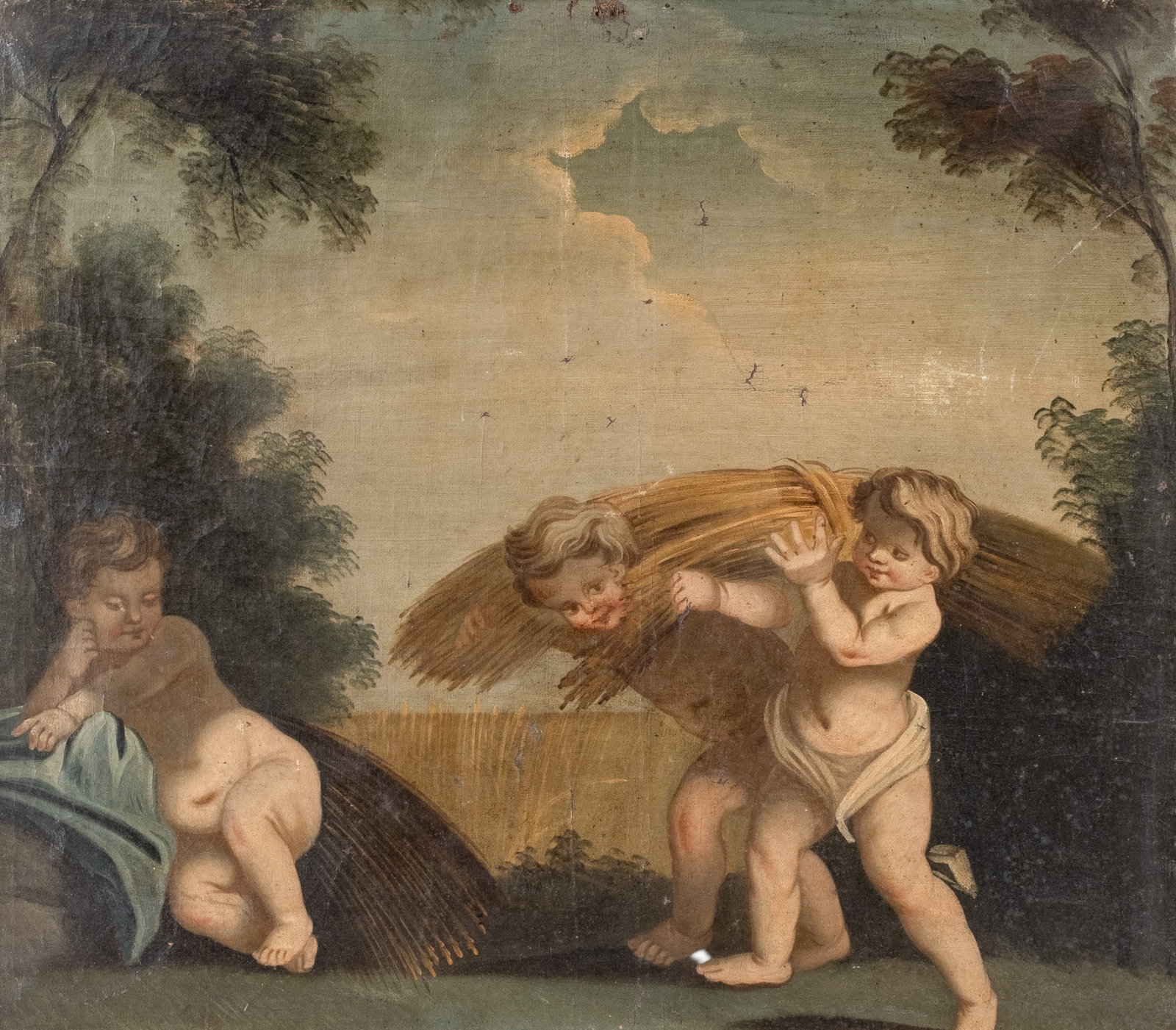 No Reserve: Mystery Artist French School Circa 1800 'Allegory of Autumn' Oil on Canvas Painting - 2