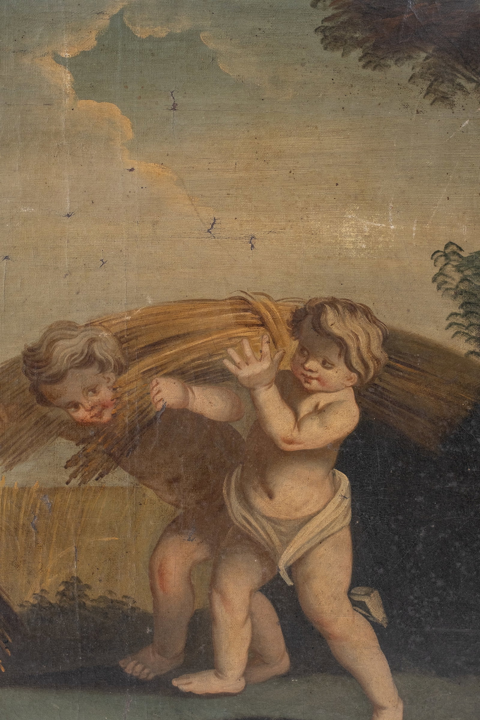 No Reserve: Mystery Artist French School Circa 1800 'Allegory of Autumn' Oil on Canvas Painting - 6
