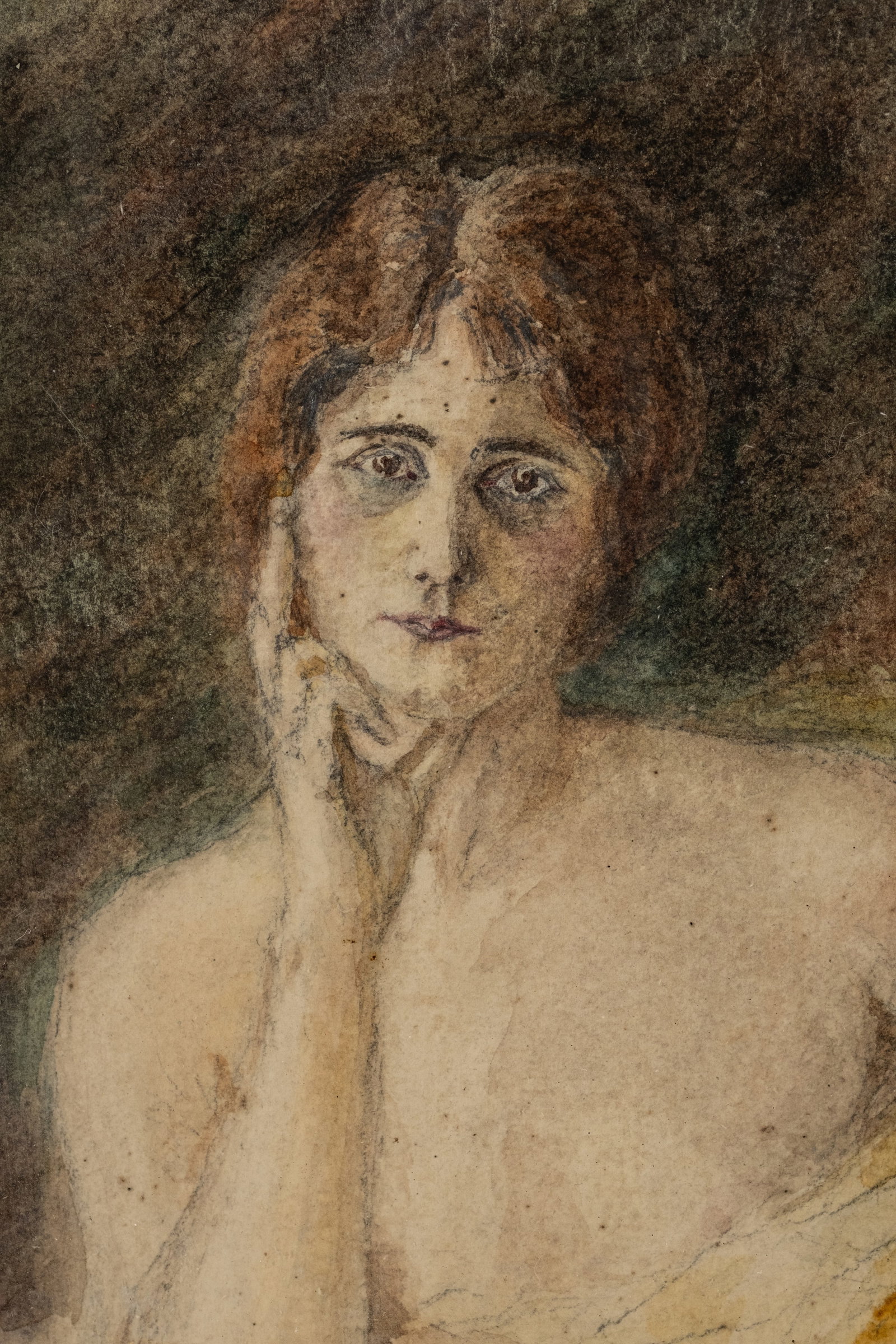 No Reserve: Mystery Artist: Late 19th Century Seated Woman Portrait Watercolor Painting - 4