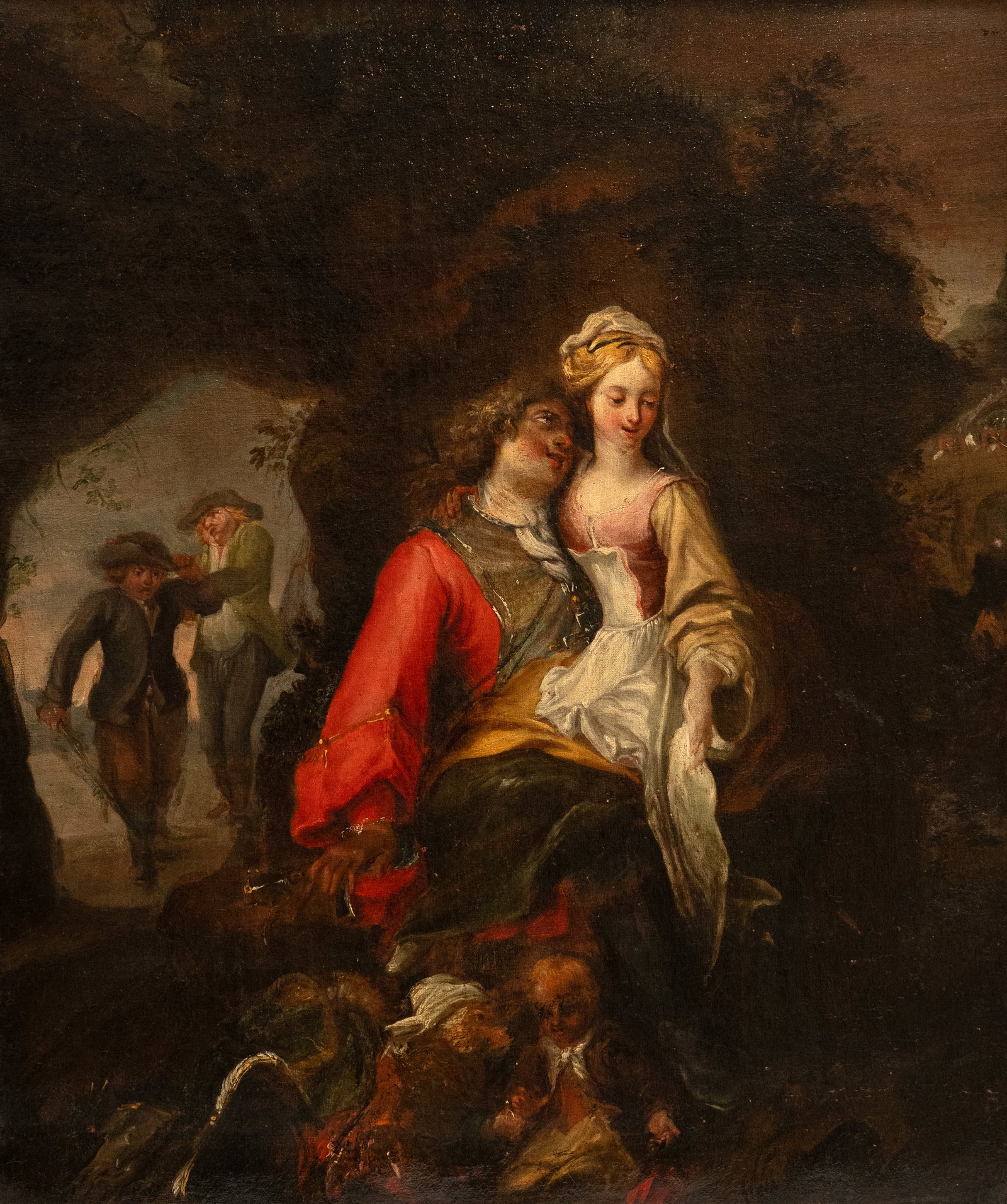 Mystery Artist, Flemish School 18th Century Cavalier Genre Scene Oil on canvas Painting - 2