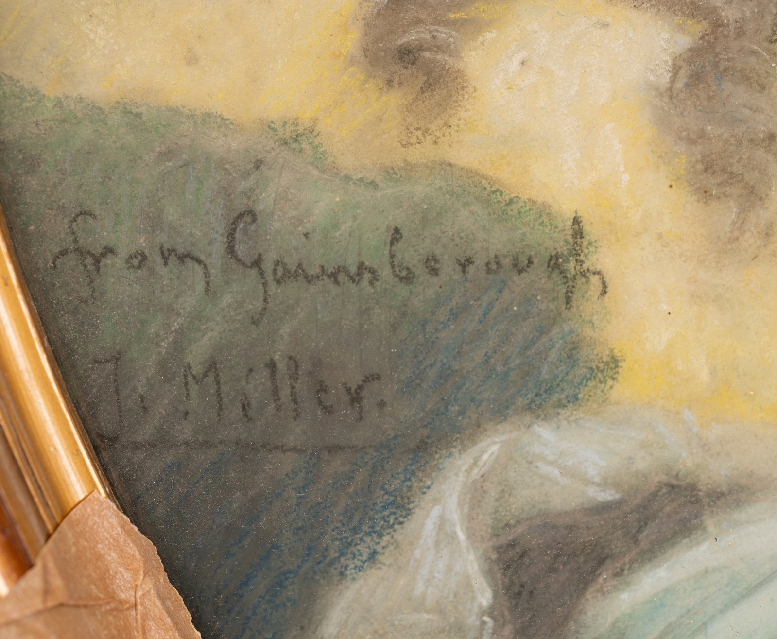 No Reserve: J. Miller Signed 'From Gainsborough' Portrait of Georgiana, Duchess of Devonshire Pastel - 2