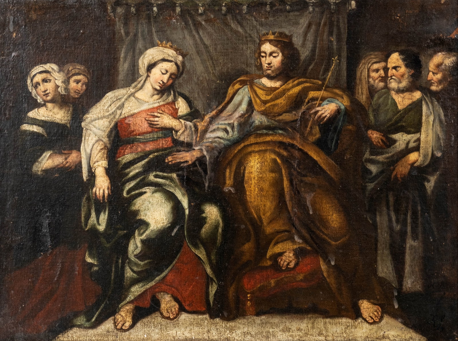 Italian Old Master School David and Bathsheba Painting, 16th-17th Century (1 of 7)