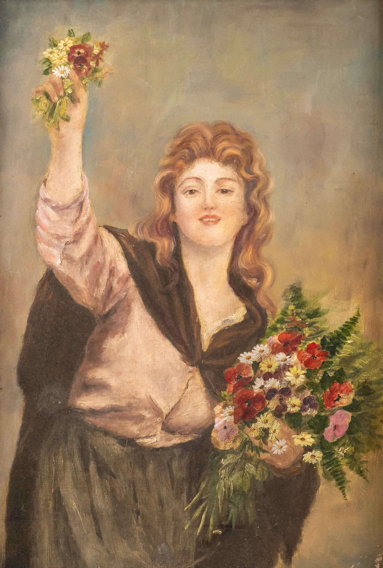 No Reserve: Consuelo Fould The Flower Seller Oil Painting - 2