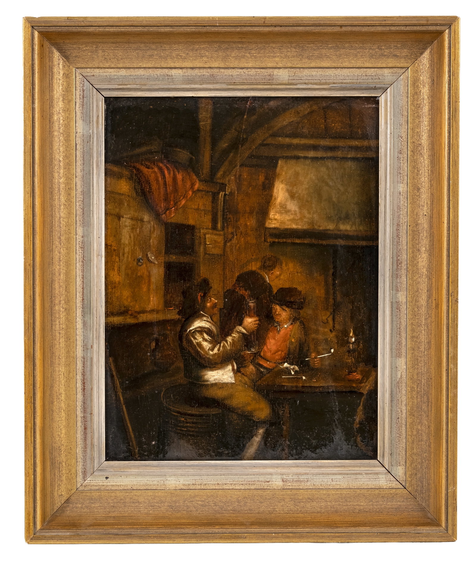 Mystery Artist 18th/Early 19th Century European School Tavern Interior Oil on Wood Panel Painting (1 of 4)