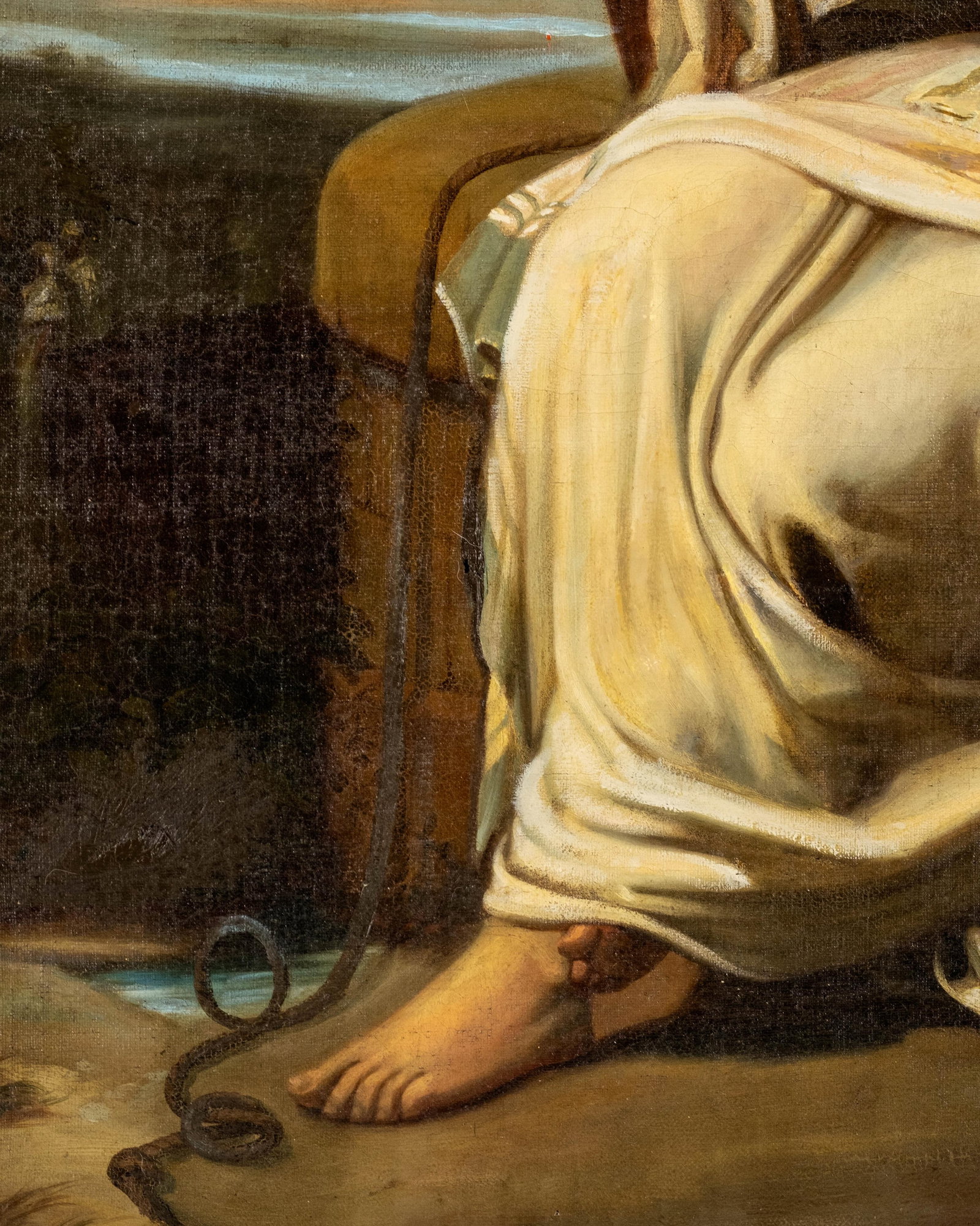 No Reserve: Romain Cazes Circle, Rebecca At The Well Before City Walls, Oil On Canvas Painting - 5