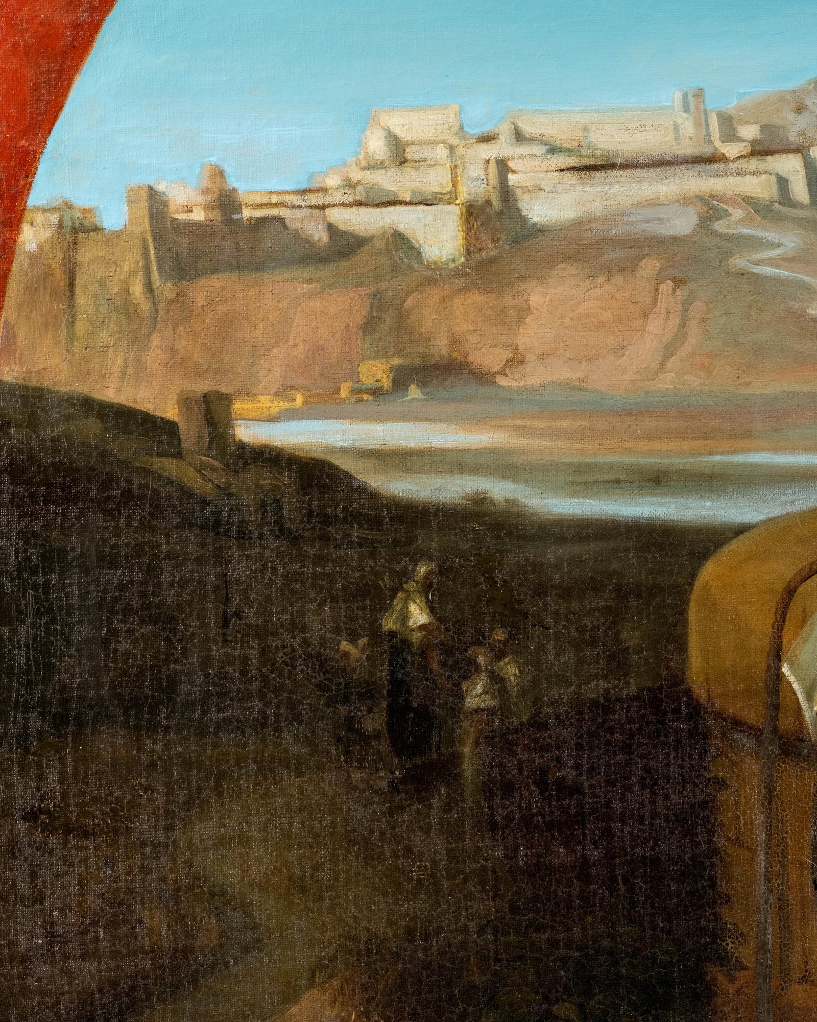No Reserve: Romain Cazes Circle, Rebecca At The Well Before City Walls, Oil On Canvas Painting - 6