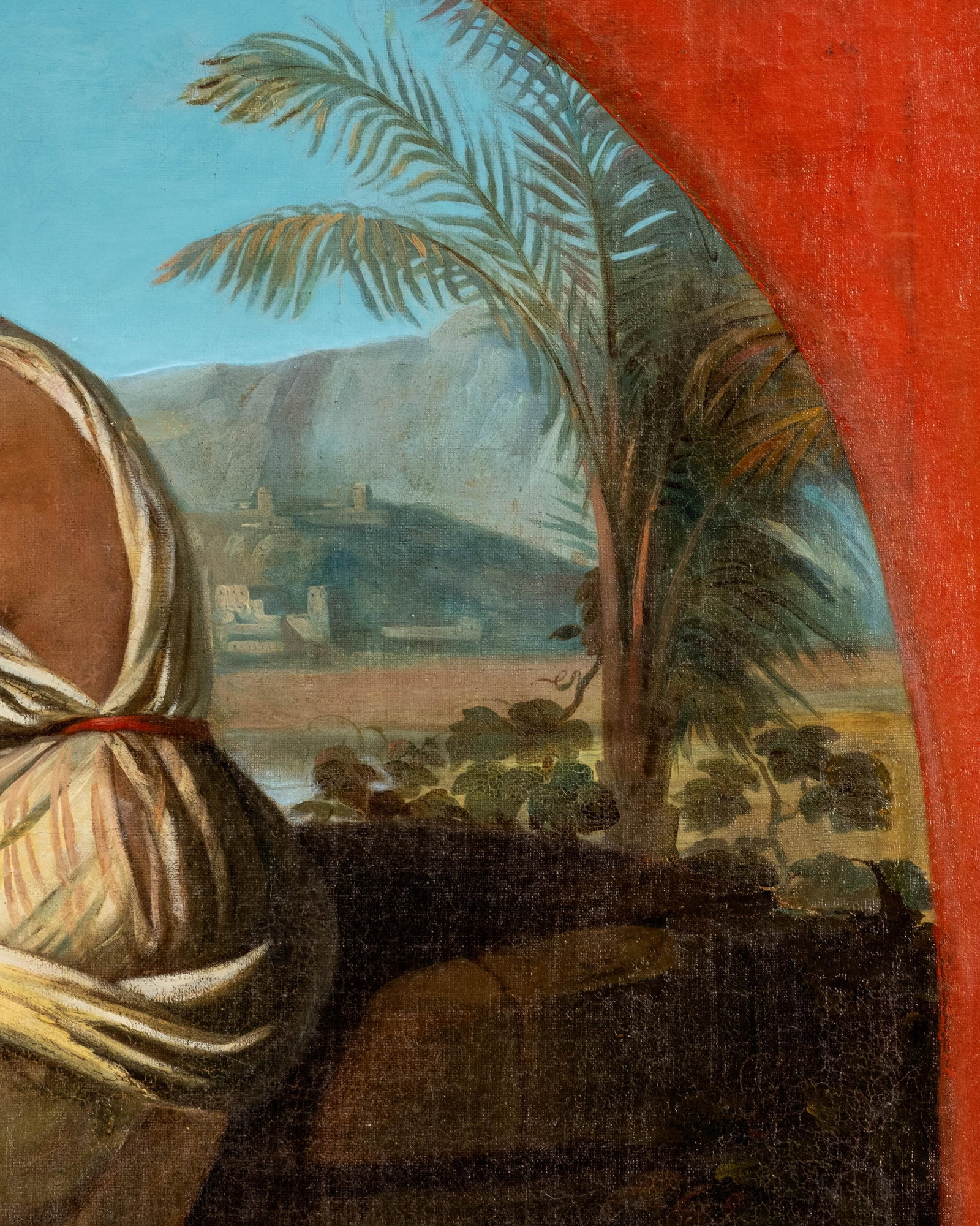No Reserve: Romain Cazes Circle, Rebecca At The Well Before City Walls, Oil On Canvas Painting - 7