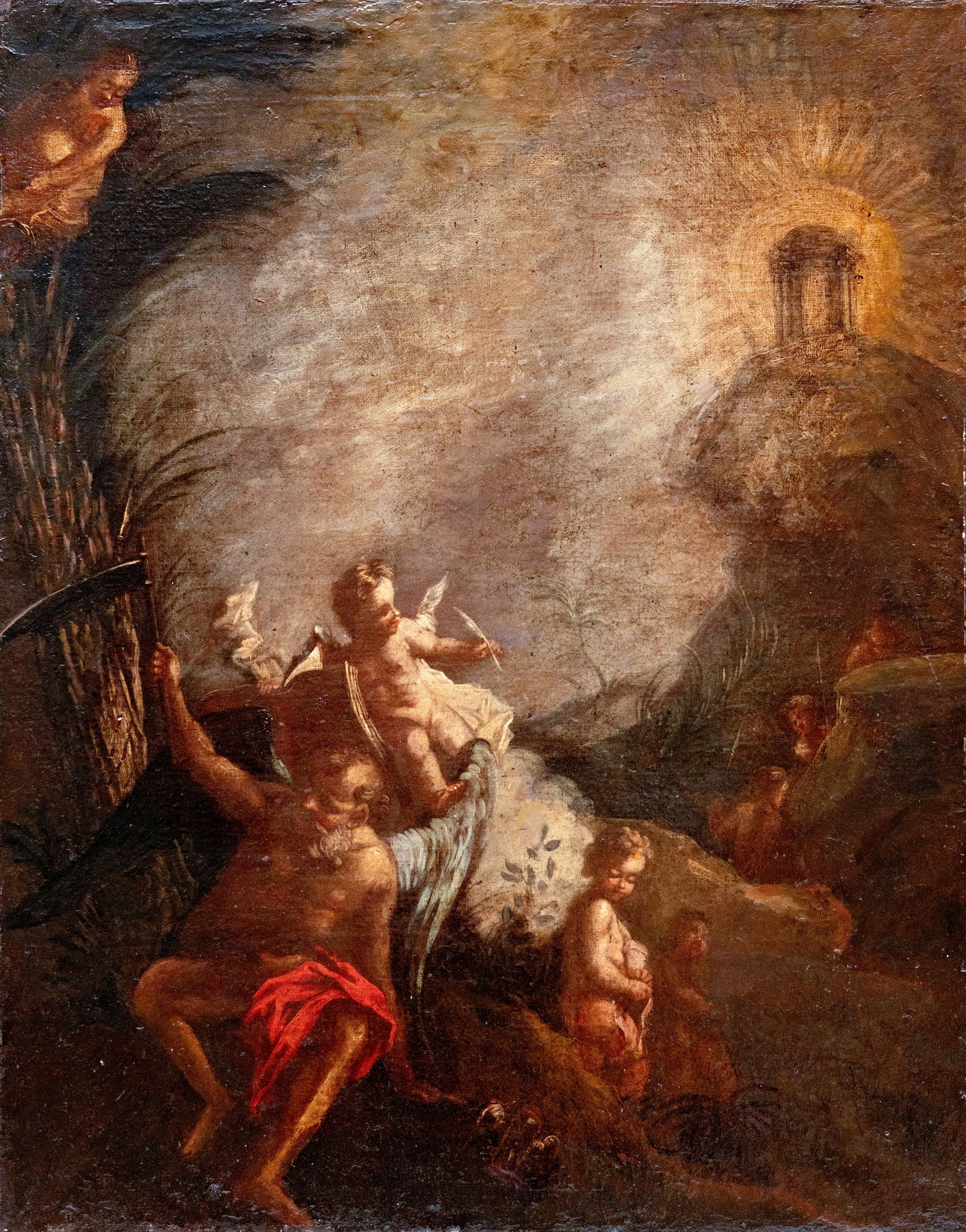 No Reserve: Mystery Artist 17th-18th Century French School Allegorical Painting of Chronos (1 of 5)