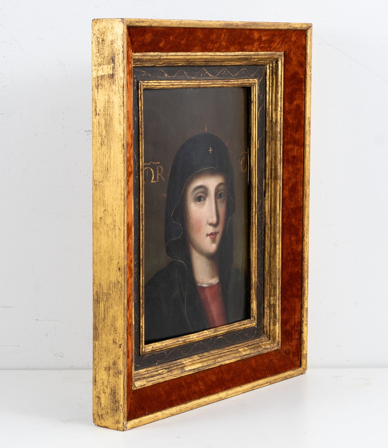 No Reserve: Late Renaissance French School Madonna, The Virgin Mary, Oil on Panel Painting - 4