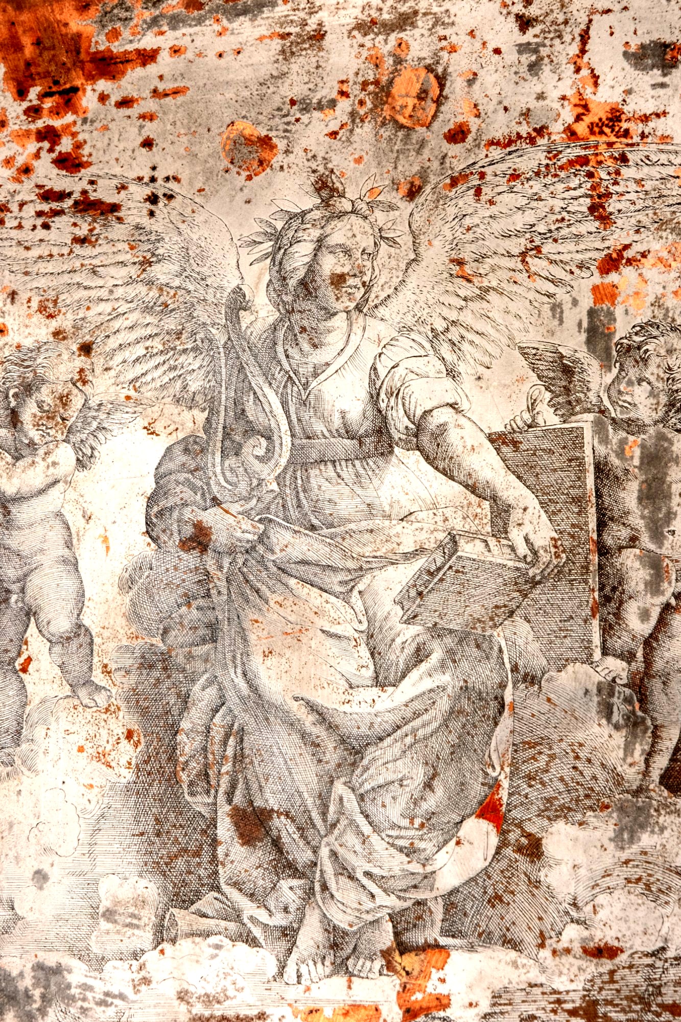 Edouard Baldus Signed Original Incised Engraved Copper Printmaking Plate 'La Paix,' 19th-C (1 of 5)