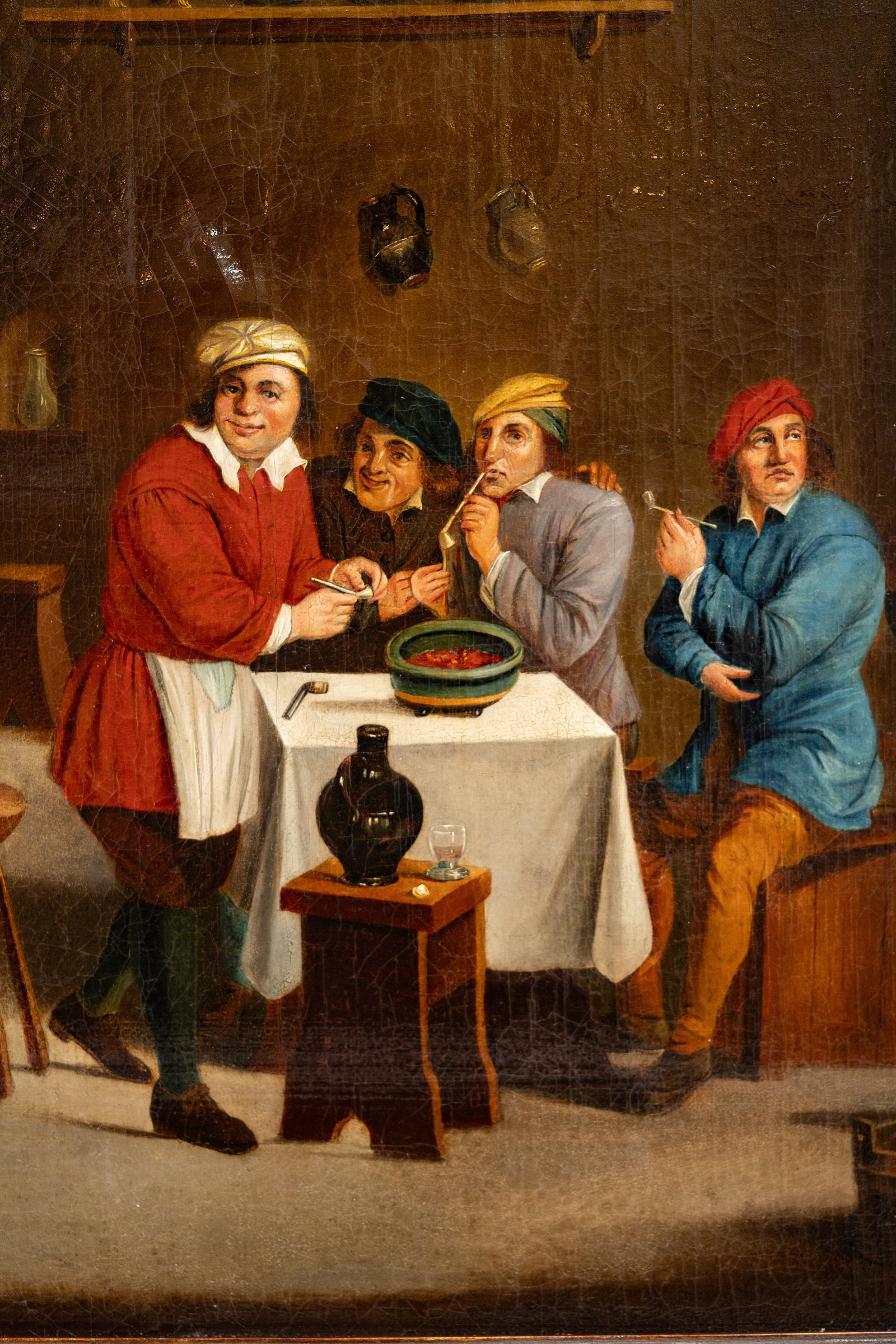 No Reserve: David Teniers II, Signed 'D. Tenier' Tavern Scene Oil Painting - 5