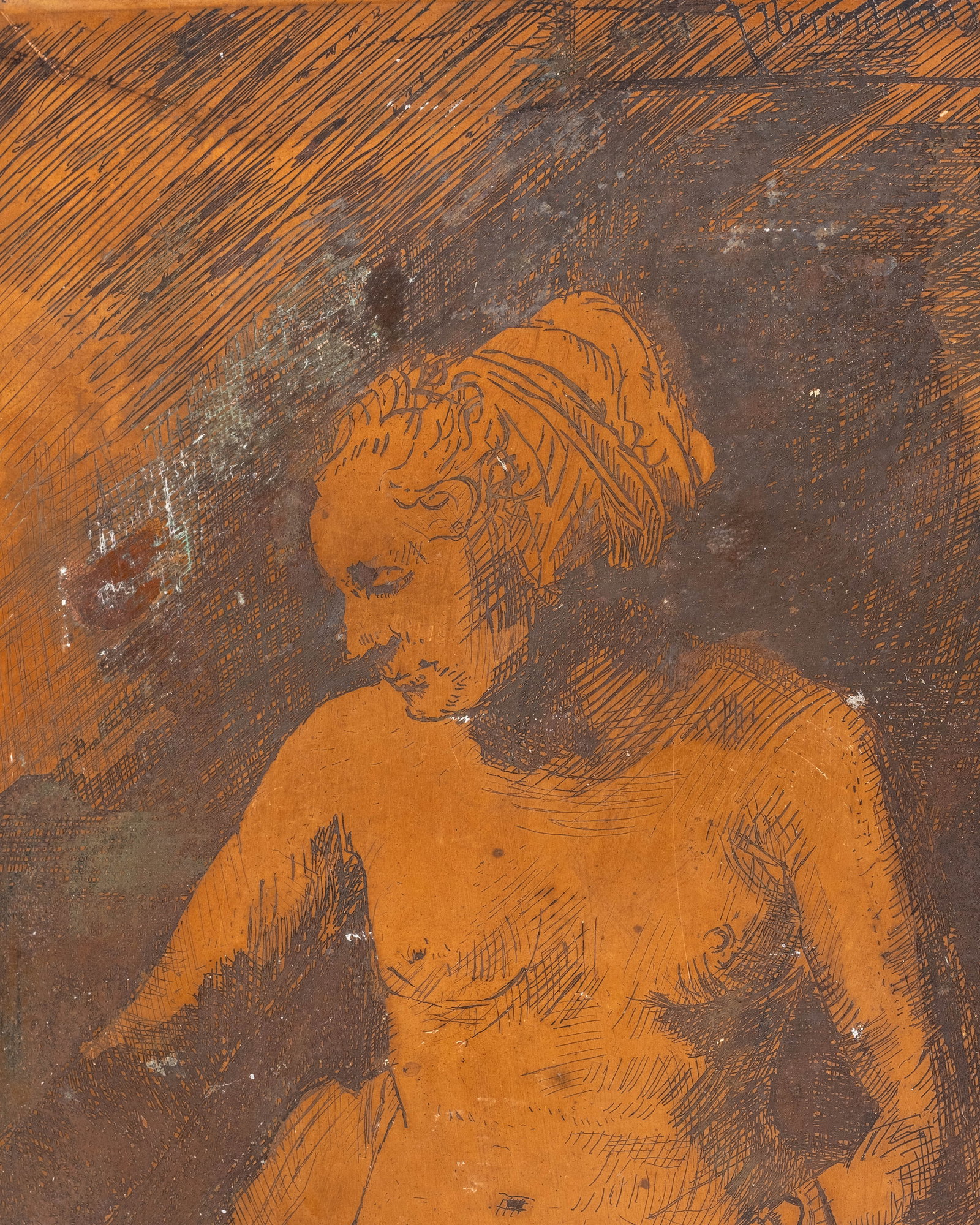 No Reserve: After Rembrandt van Rijn, Woman Sitting Half-Dressed Beside a Stove, Inscribed 1658 - 5