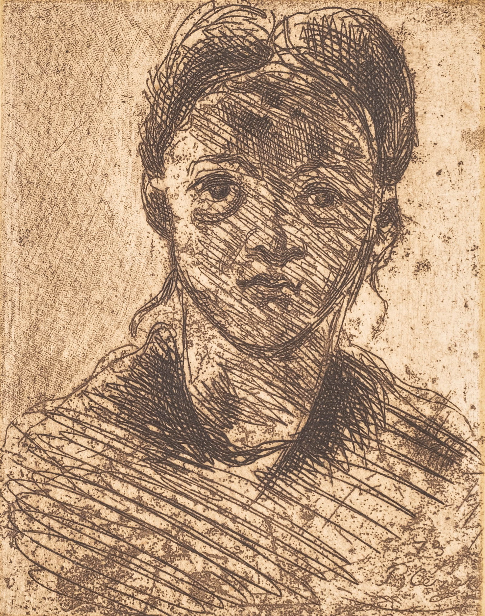 No Reserve: Paul Cézanne (after) 'Head of a Young Girl' Etching and Drypoint, Signed - 2