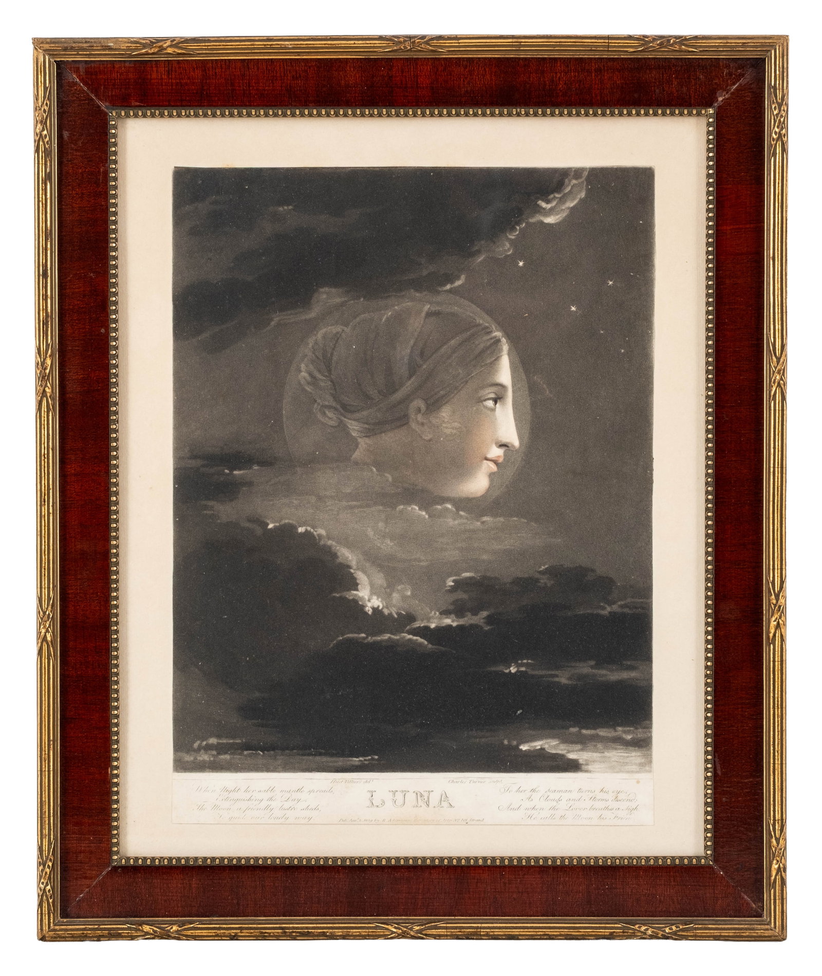 No Reserve: François Huet-Villiers 'Luna' Engraving by Charles Turner, 1809 (1 of 7)