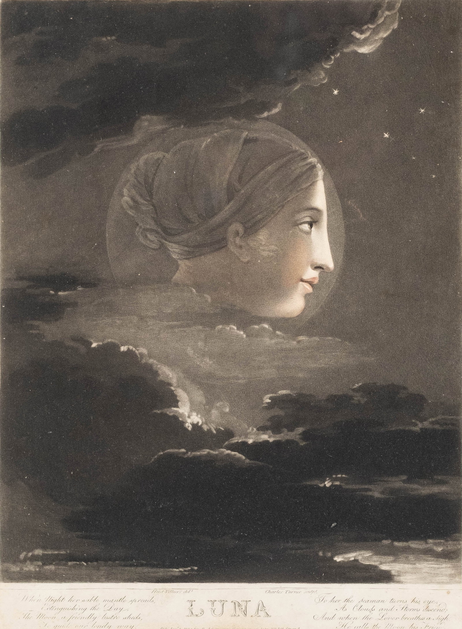No Reserve: François Huet-Villiers 'Luna' Engraving by Charles Turner, 1809 - 2