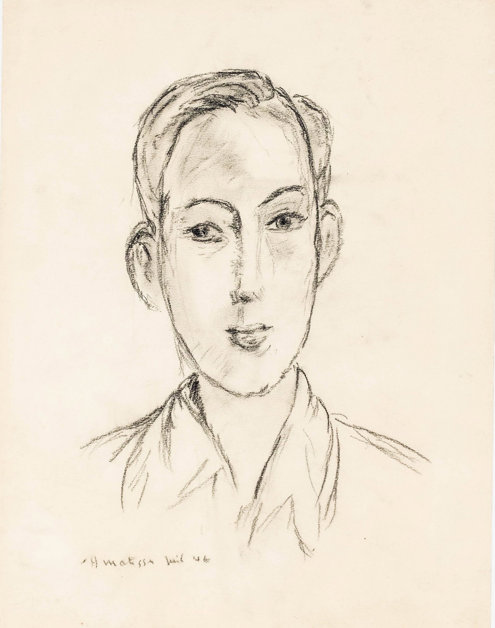 No Reserve: Henri Matisse (attrib), Portrait of Paul Matisse, Signed and Dated Drawing (1 of 6)