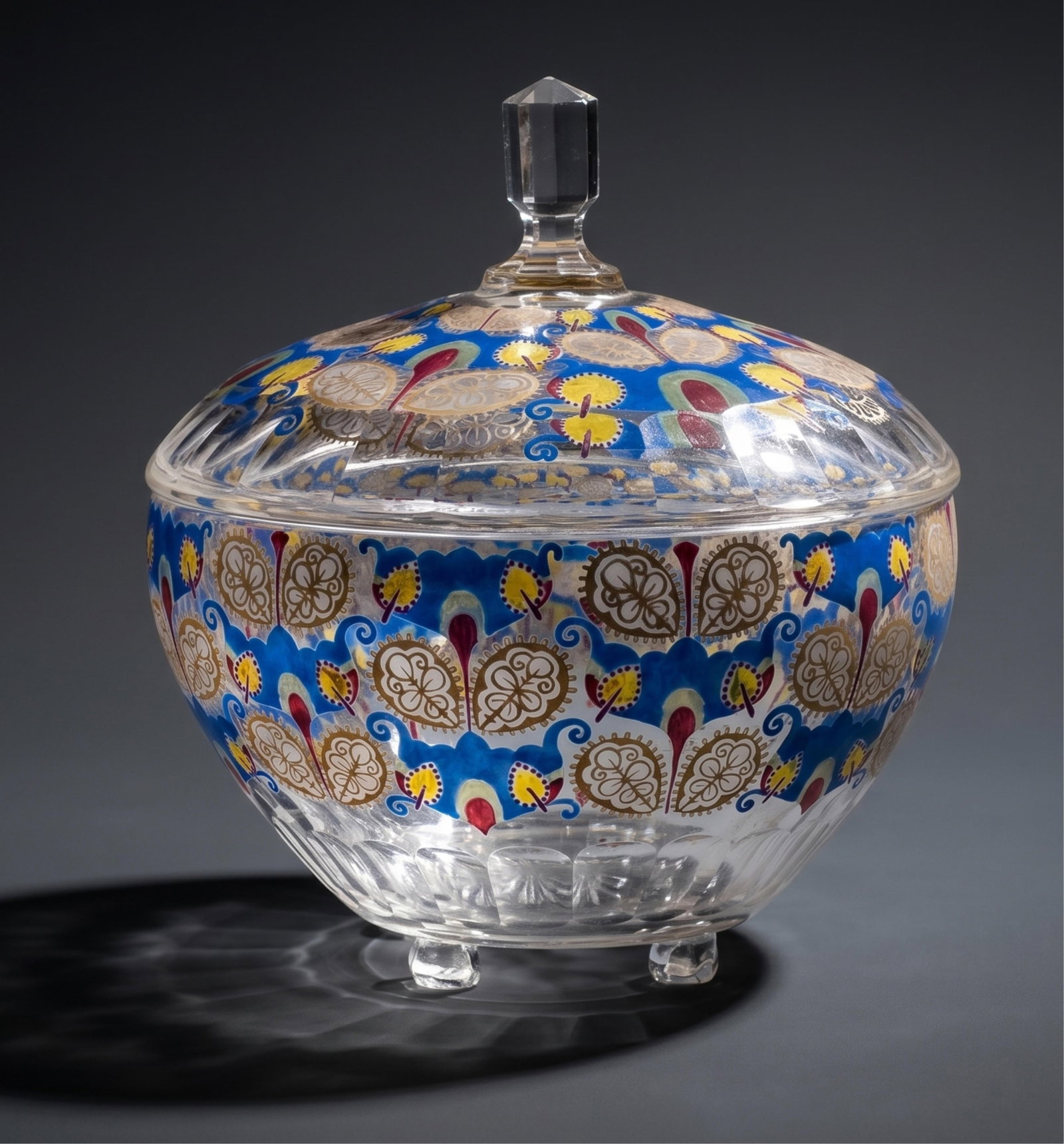 No Reserve: Bohemian Haida Steinschönau Vienna Secession Art Nouveau Enameled Glass Bonbonniere (1 of 6)