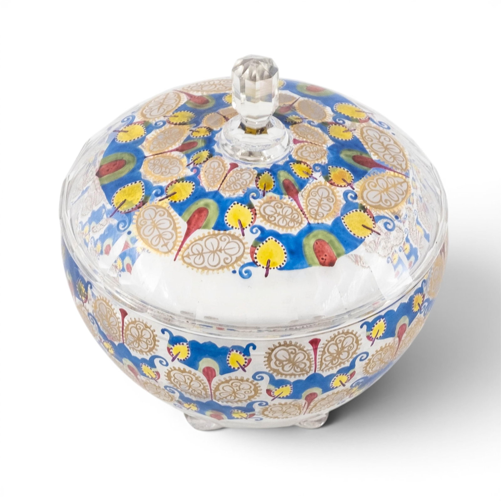 No Reserve: Bohemian Haida Steinschönau Vienna Secession Art Nouveau Enameled Glass Bonbonniere - 3