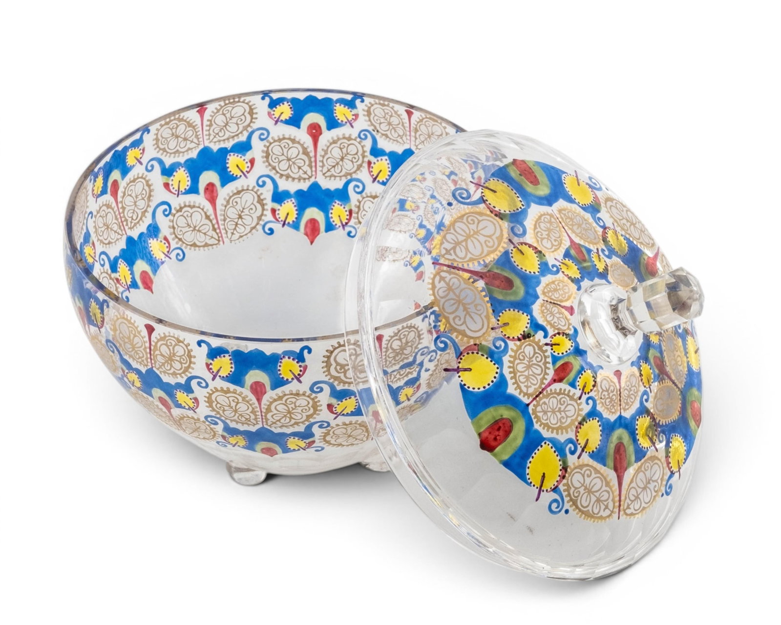 No Reserve: Bohemian Haida Steinschönau Vienna Secession Art Nouveau Enameled Glass Bonbonniere - 4