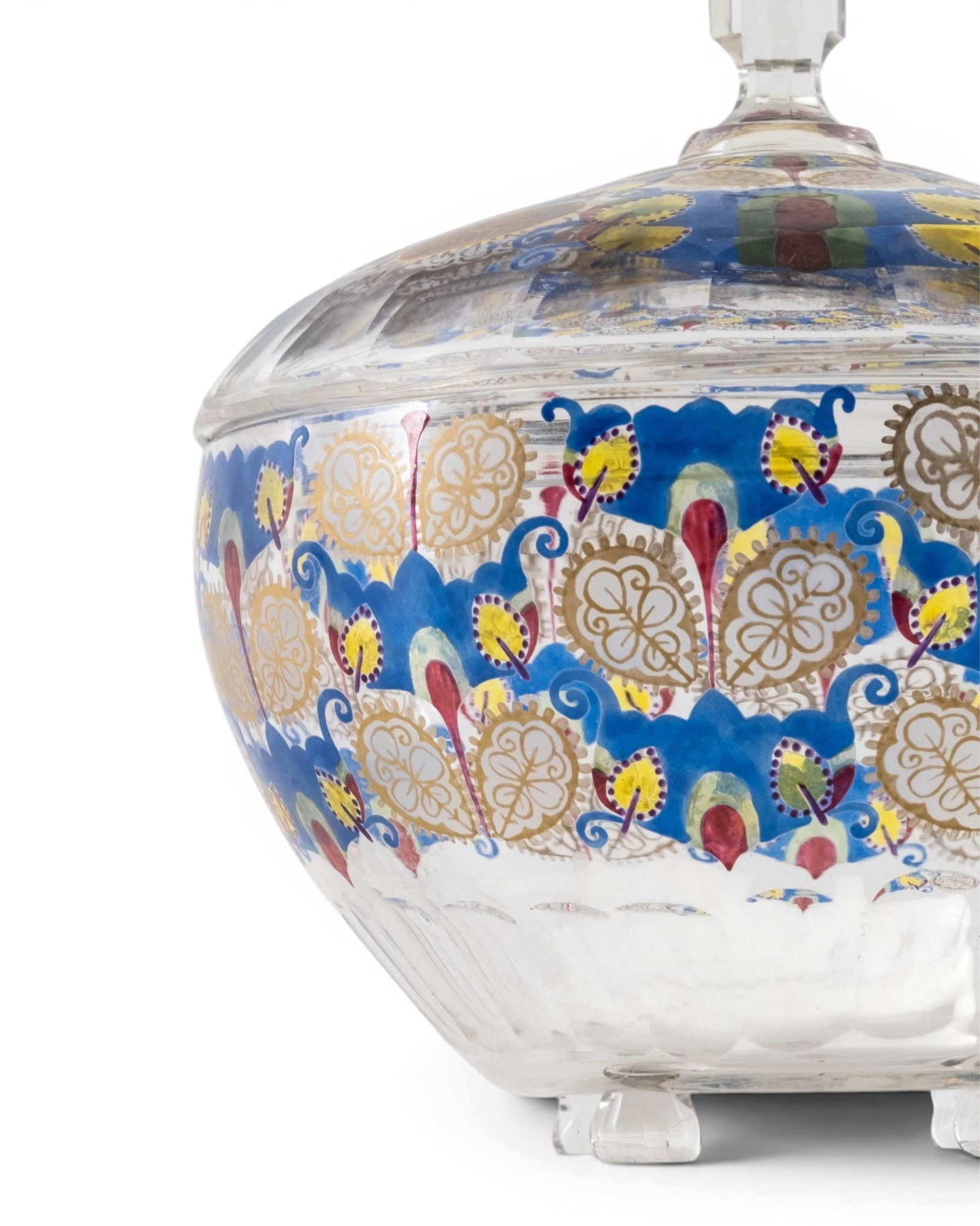 No Reserve: Bohemian Haida Steinschönau Vienna Secession Art Nouveau Enameled Glass Bonbonniere - 5