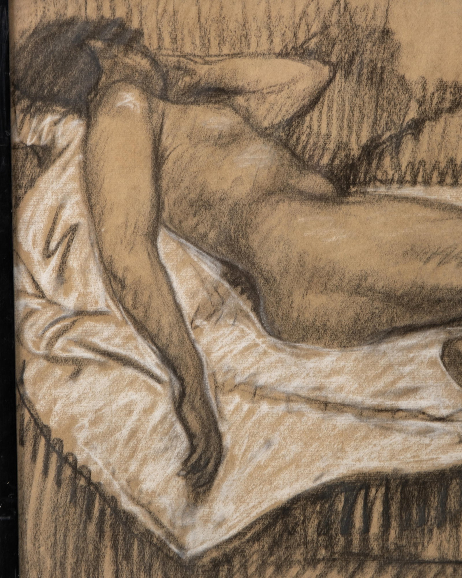 Théophile Alexandre Steinlen Reclining Female Nude Charcoal and White Chalk Drawing - 4